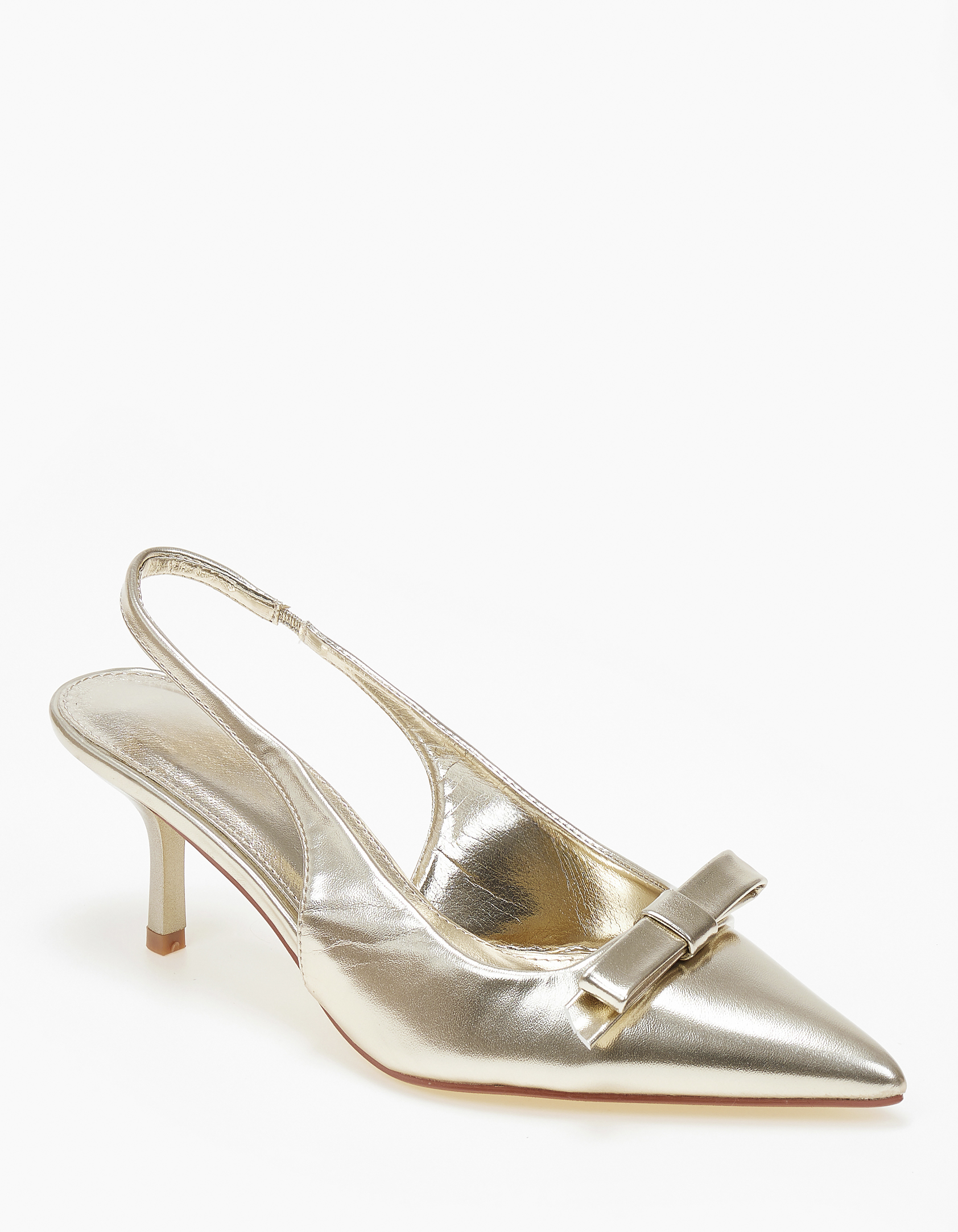 Slingback χαμηλές γόβες με φιόγκο - Χρυσό