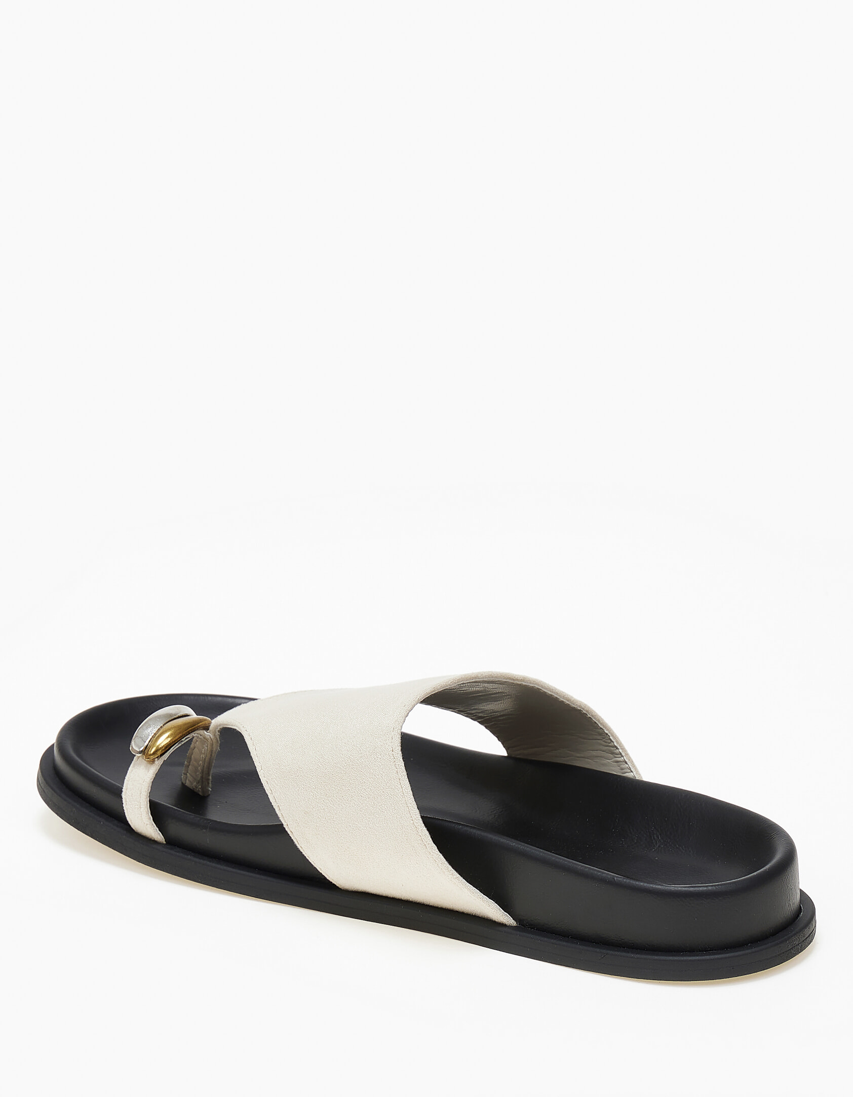 Σανδάλια flatform με suede υφή και toe ring - Μπεζ φωτογραφία