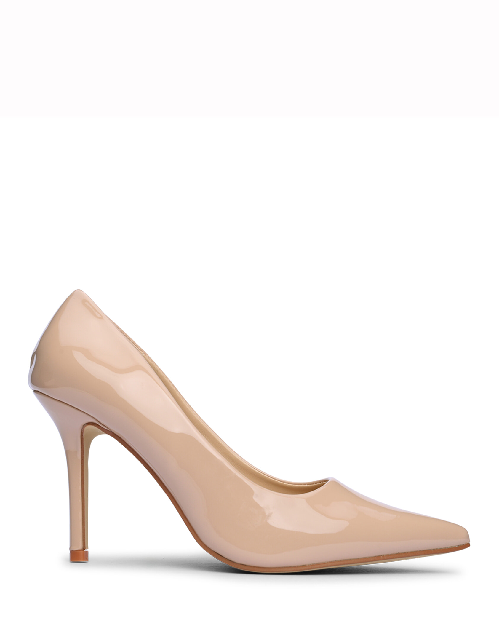 Ψηλές μυτερές γόβες με λεπτό τακούνι - Μπεζ