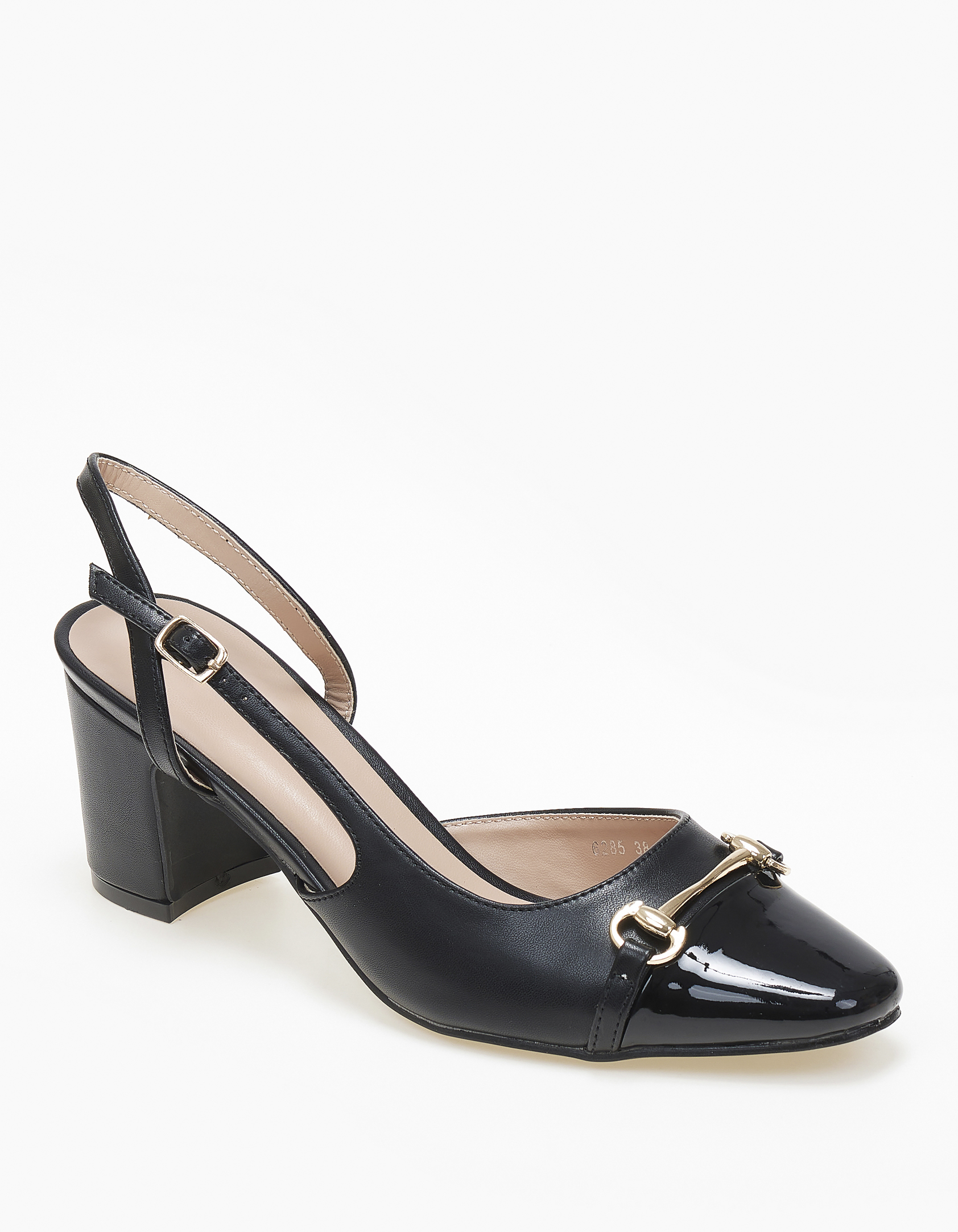 Issue Open heel γόβες με χοντρό τακούνι και διχρωμία - Μαύρο