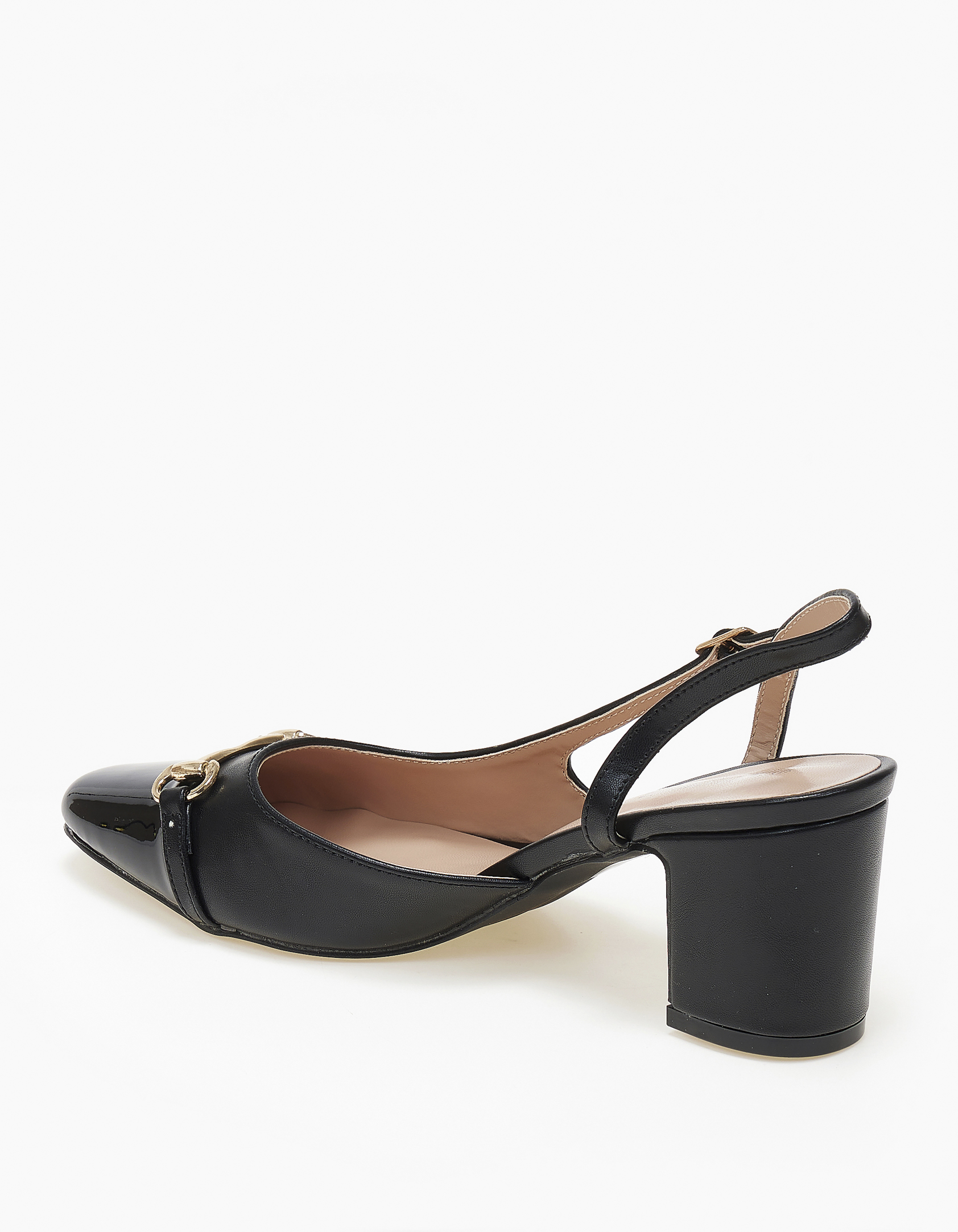 Open heel γόβες με χοντρό τακούνι και διχρωμία - Μαύρο φωτογραφία