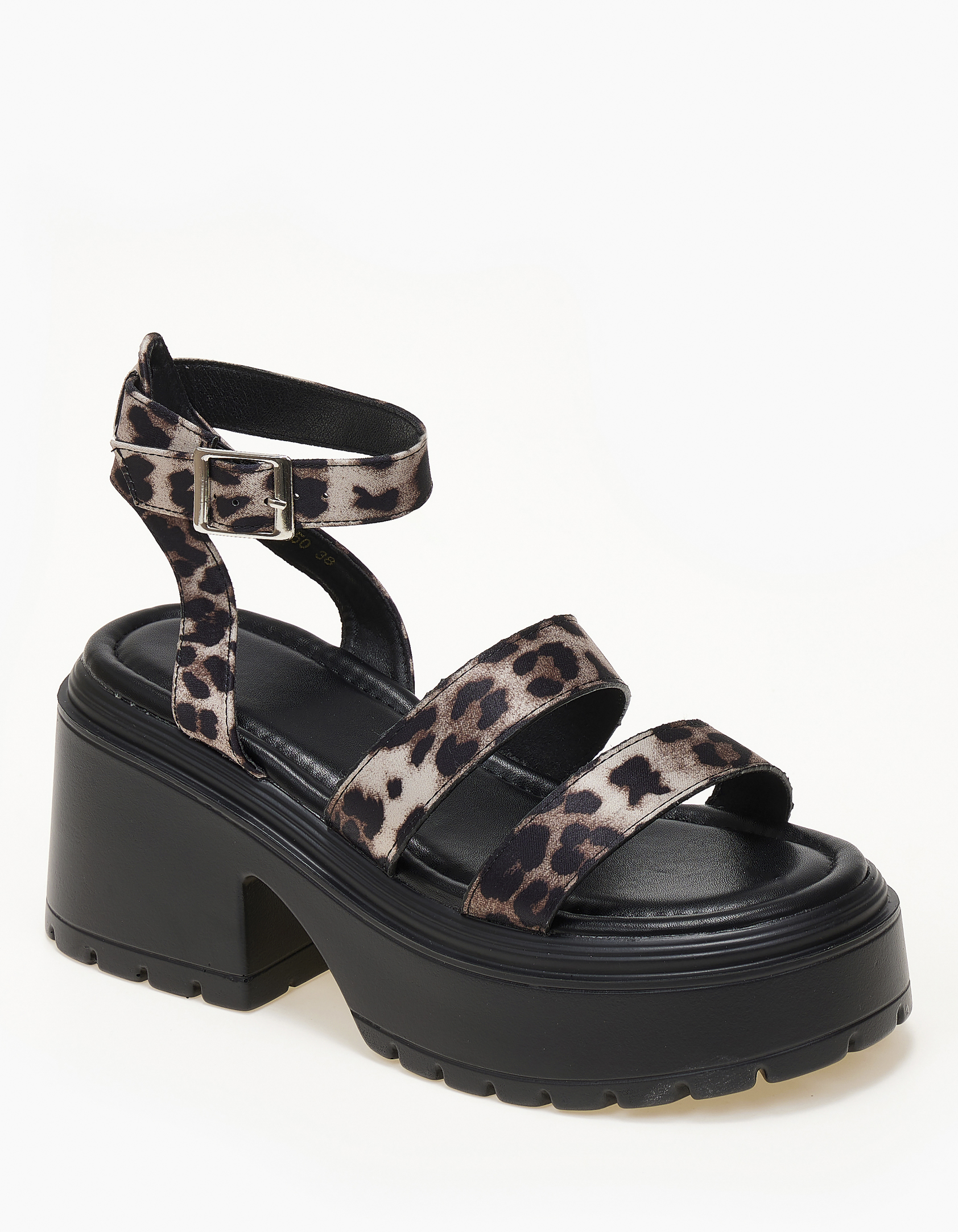 Ψηλά σανδάλια flatform με μπαρέτα - Λεοπάρ