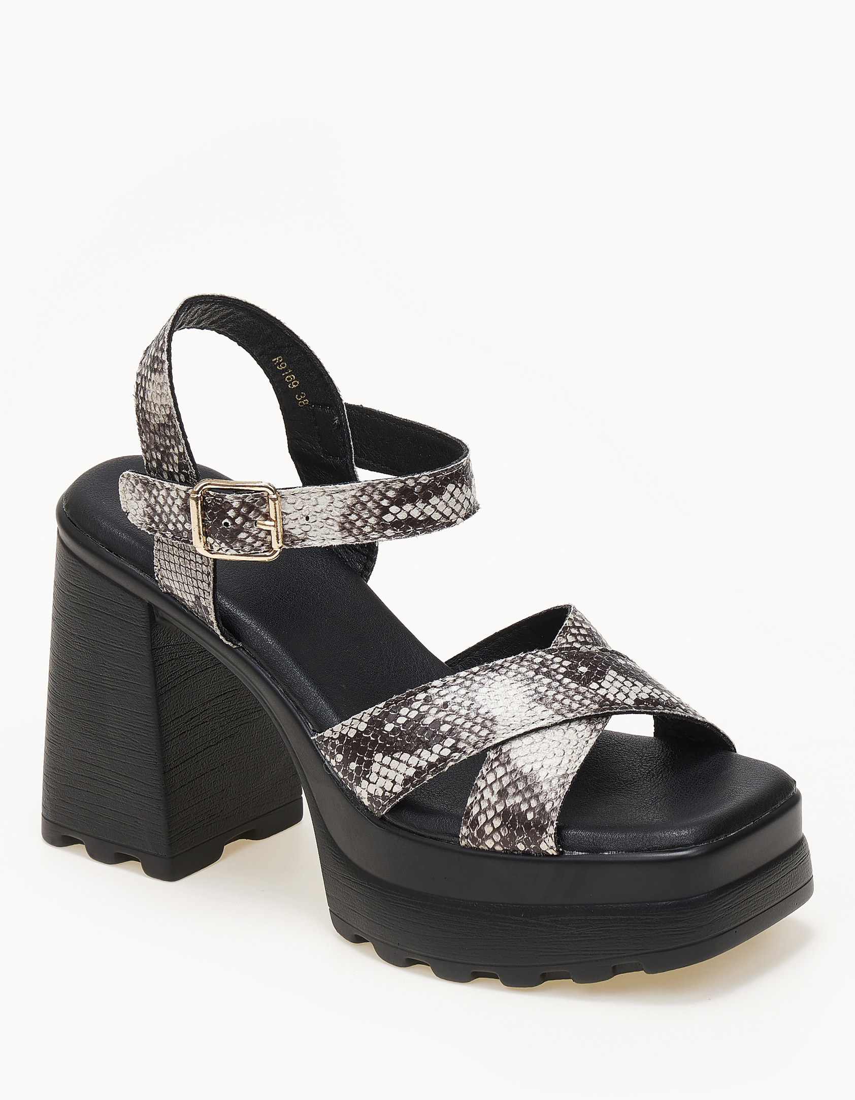 Ψηλά πέδιλα με χοντρό τακούνι και φιάπα - Snake