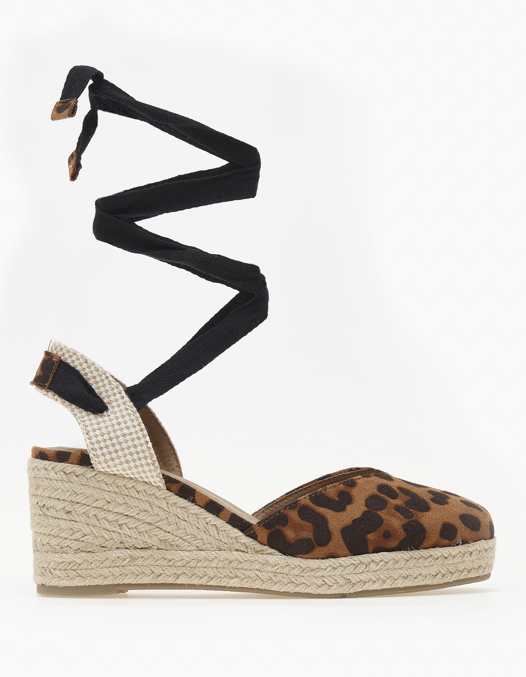 Γυναικείες εσπαντρίγιες πλατφόρμες Lace up - Λεοπάρ