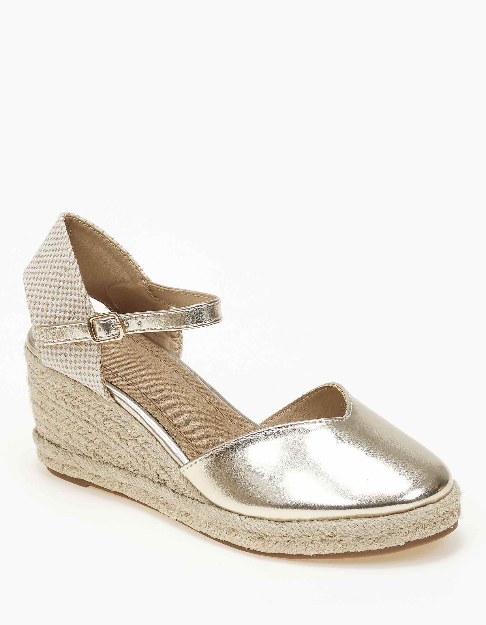 Γυναικείες εσπαντρίγιες πλατφόρμες με μπαρέτα - Χρυσό