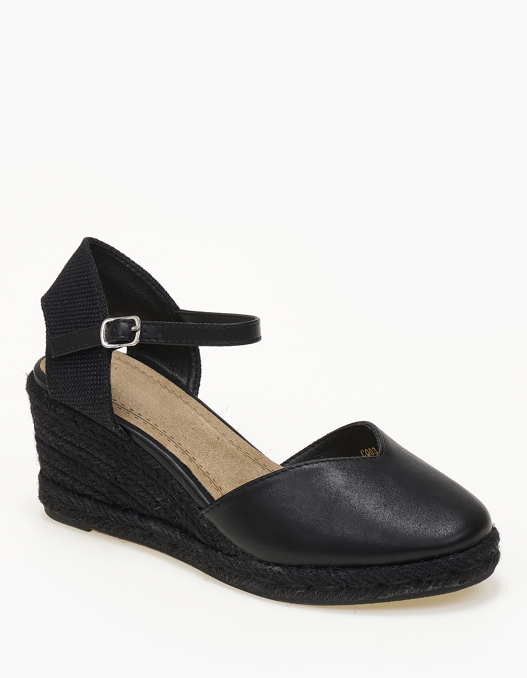 Γυναικείες εσπαντρίγιες πλατφόρμες με μπαρέτα - Μαύρο