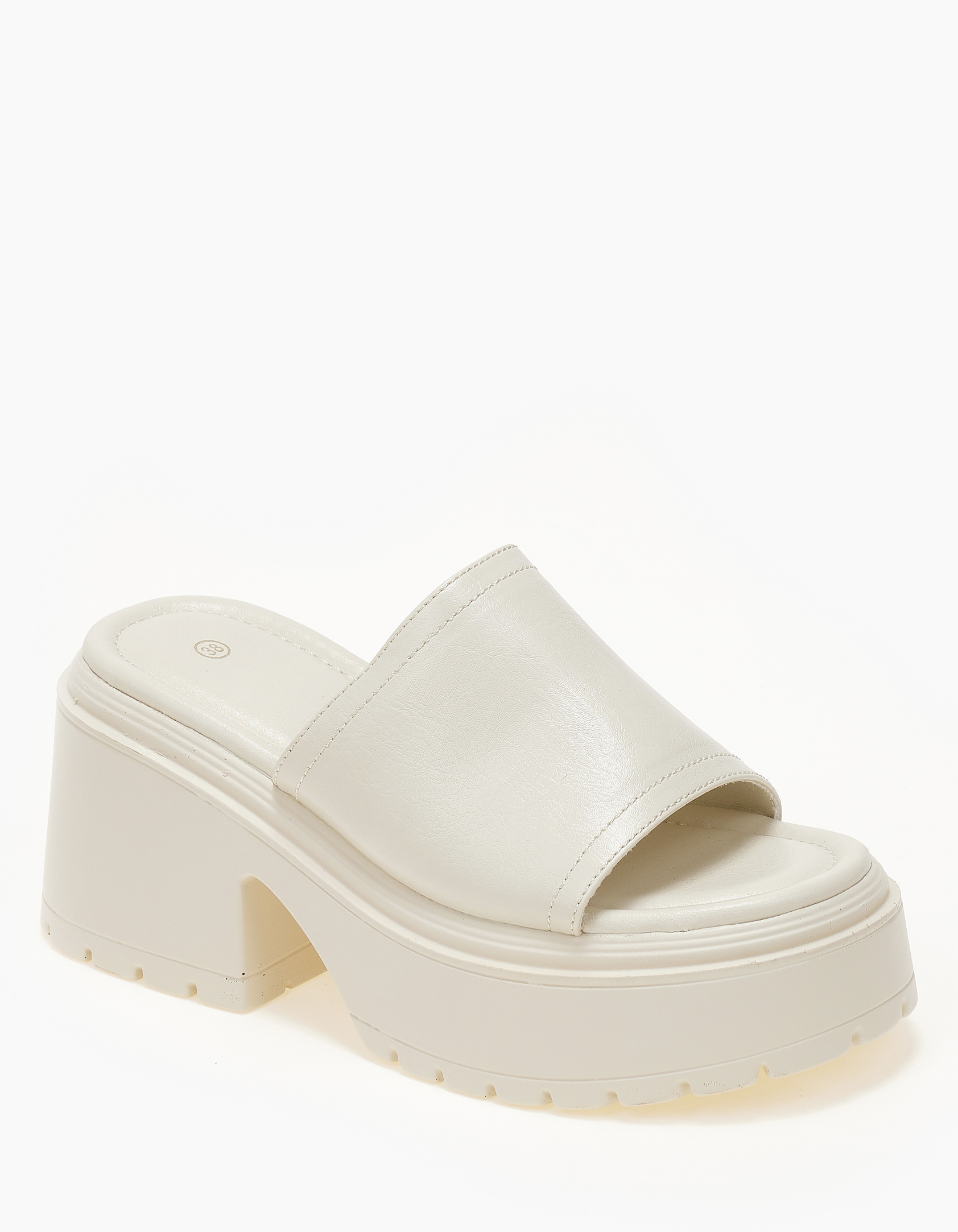 Γυναικεία flatform με ψηλή σόλα και τακούνι - Μπεζ