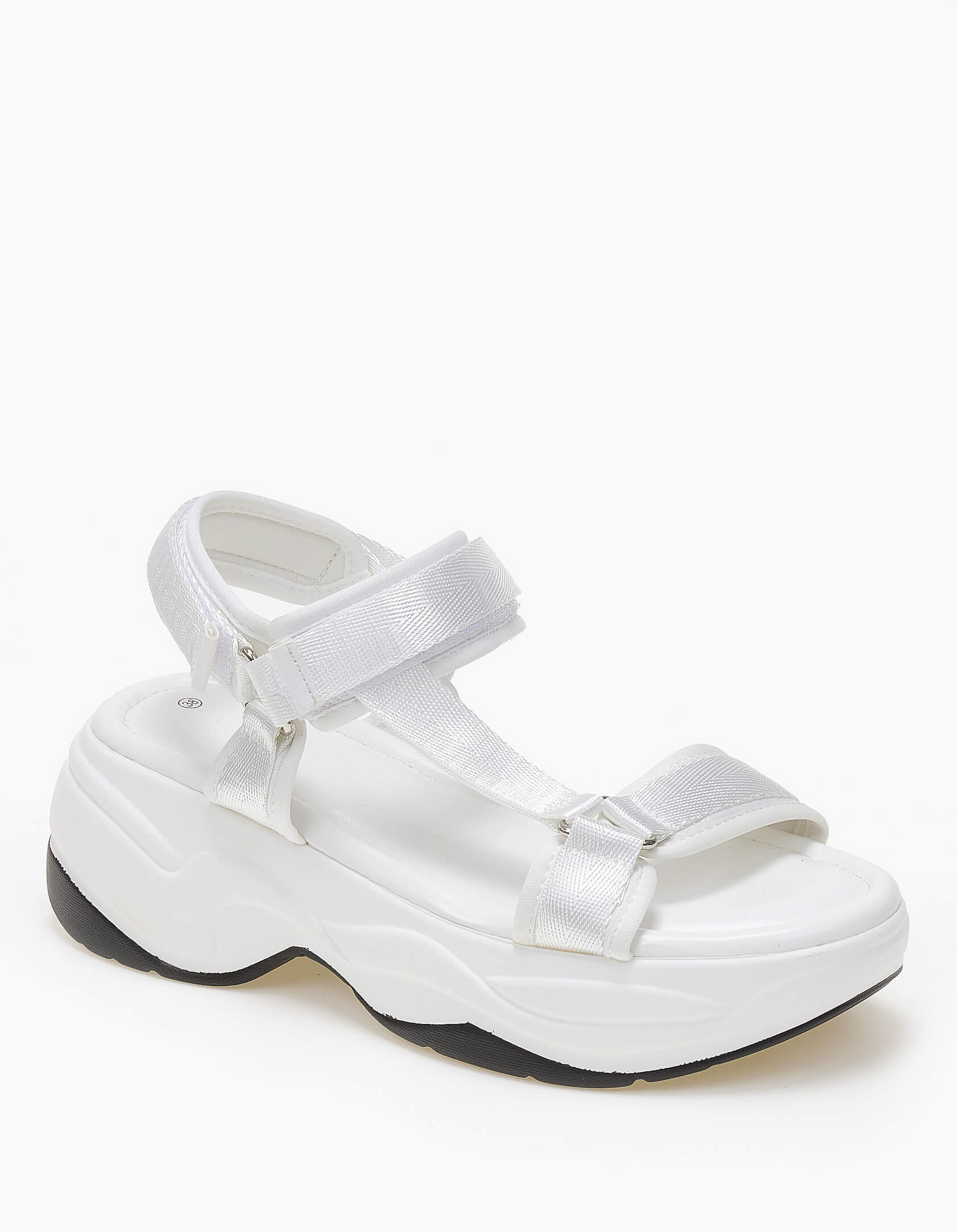 Σανδάλια flatform με velcro - Λευκό