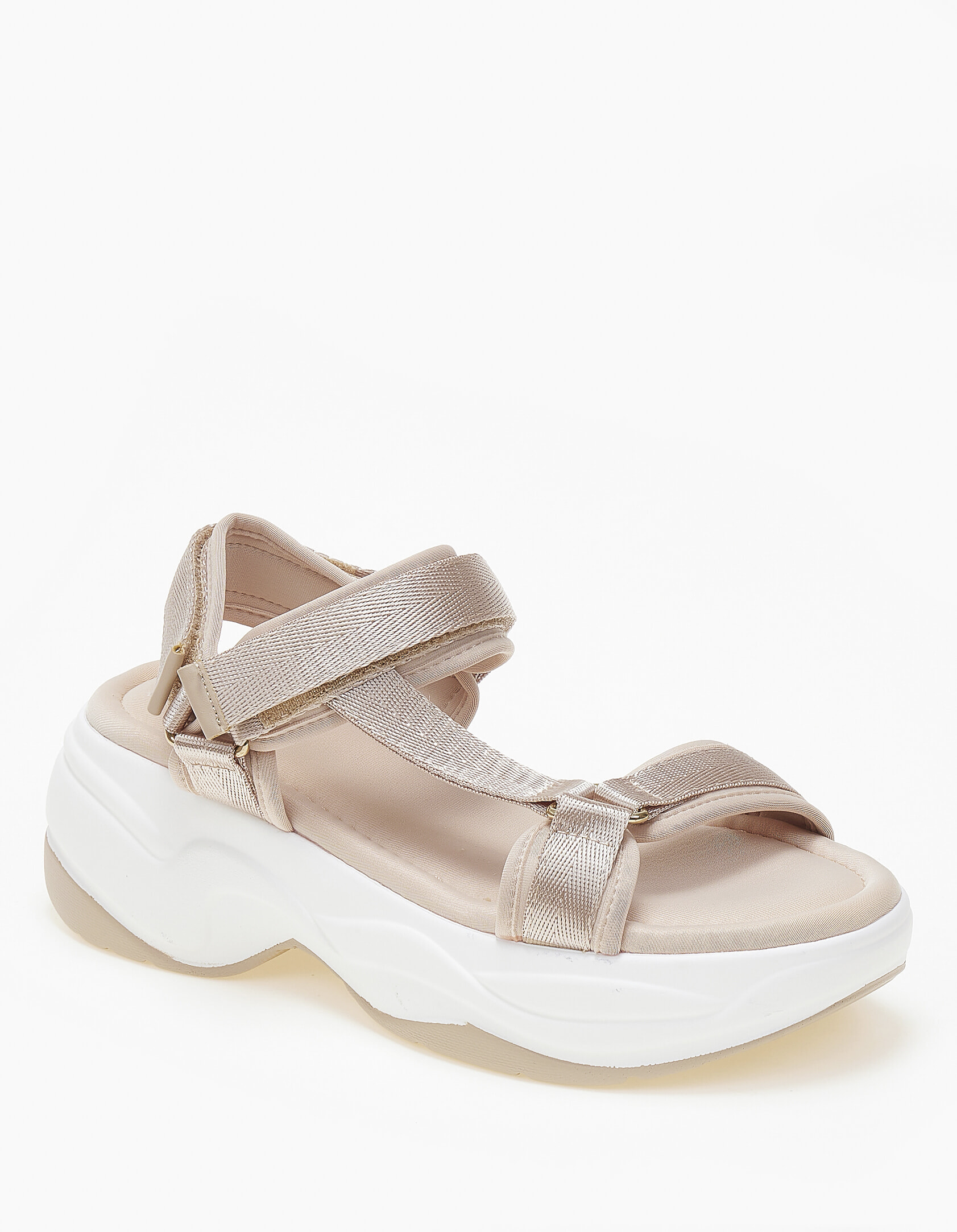 Σανδάλια flatform με velcro - Μπεζ