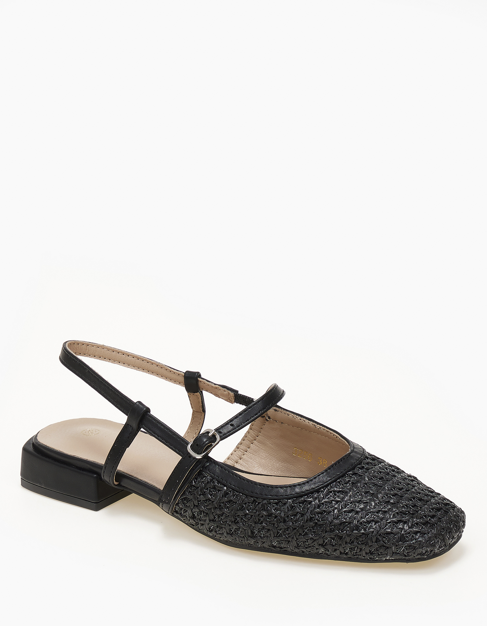 Χαμηλά εξώφτερνα γοβάκια με χοντρό τακούνι - Μαύρο