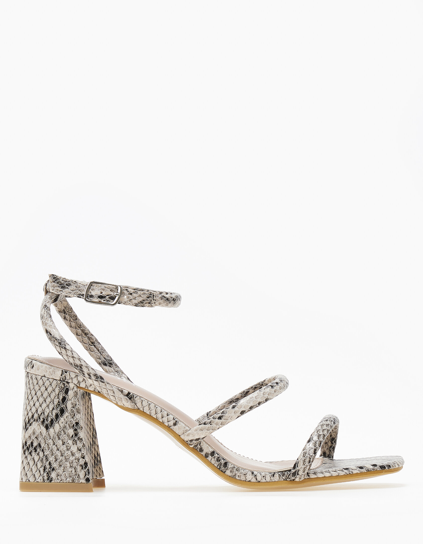 Πέδιλα με χοντρό τακούνι σε καρέ γραμμή - Snake