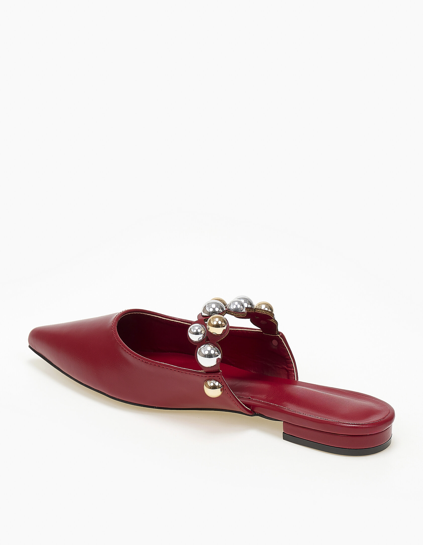 Μυτερά mules με διακοσμητικά τρουκς - Κόκκινο φωτογραφία