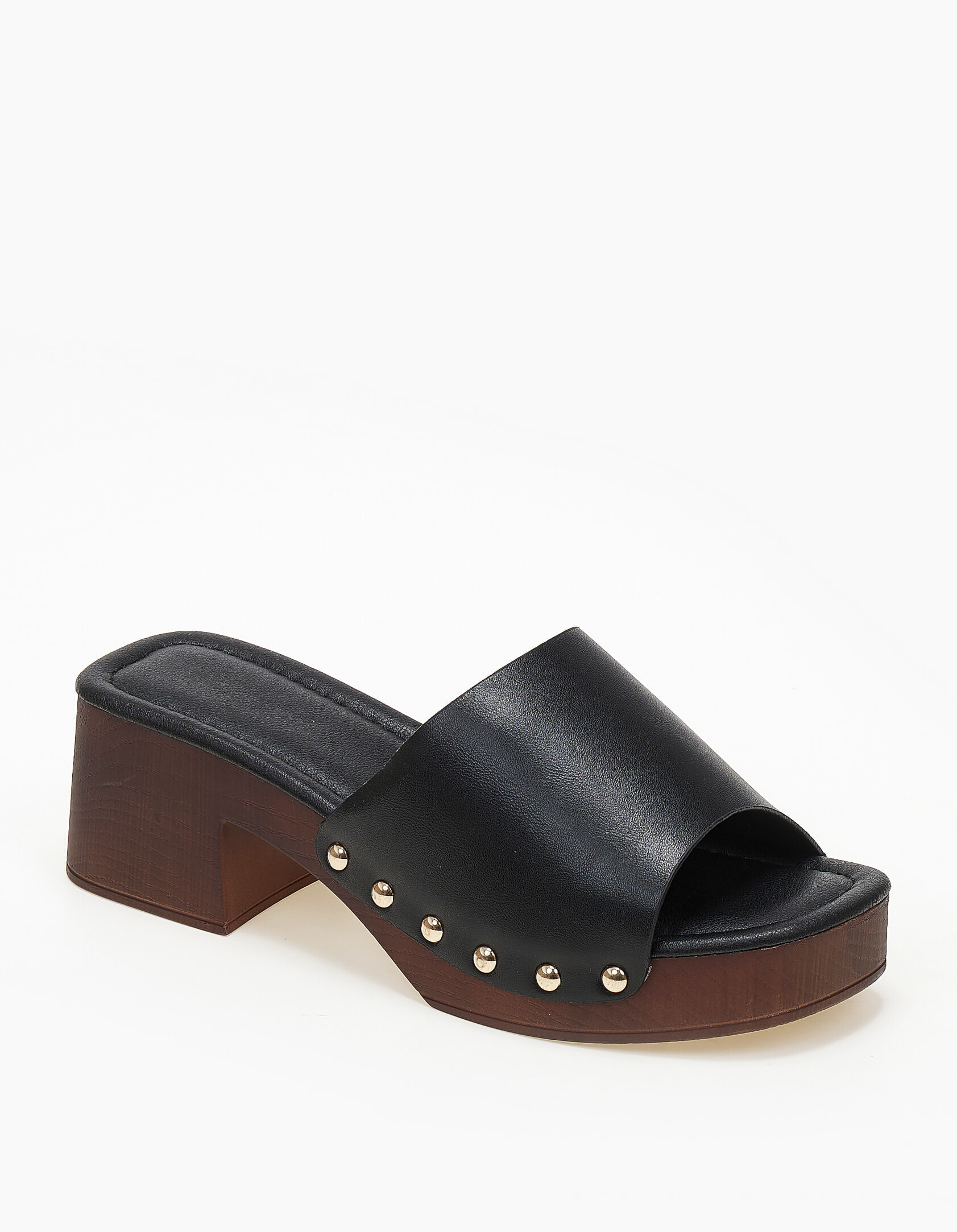 Τσόκαρα με χοντρό χαμηλό τακούνι και τρουκς - Μαύρο