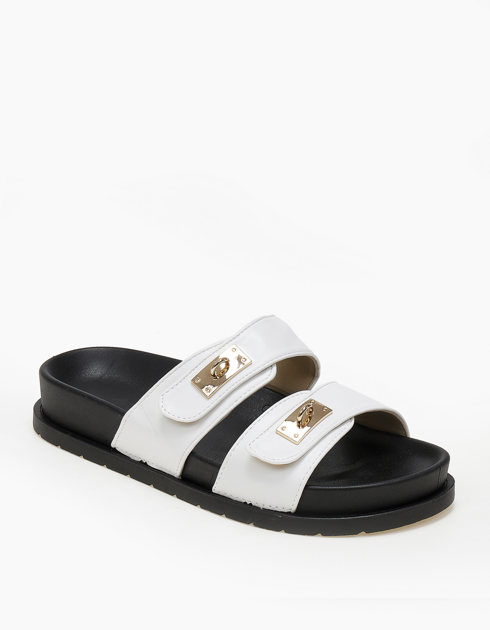 Σανδάλια flatform με suede φάσες - Λευκό