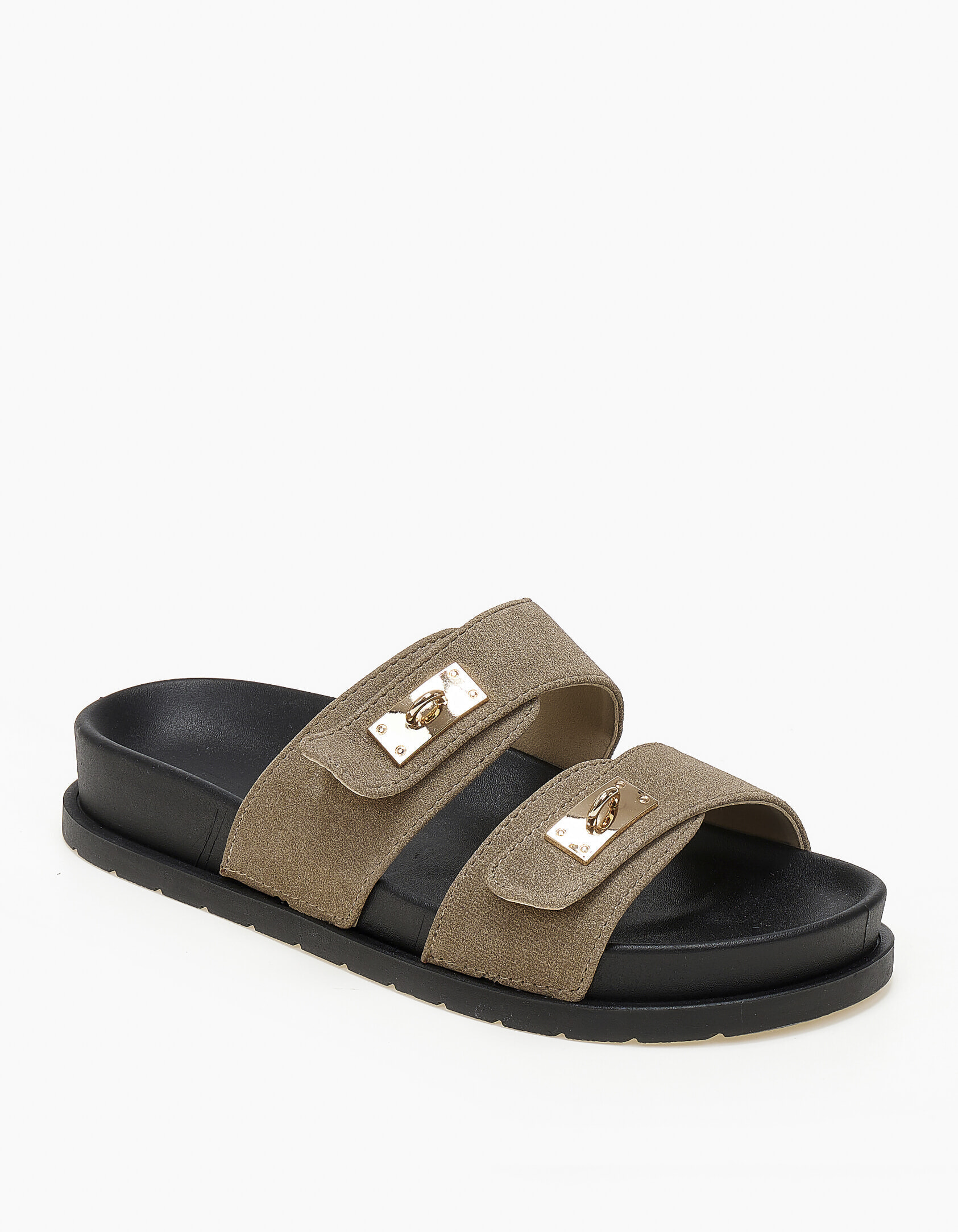 Σανδάλια flatform με suede φάσες - Πούρο