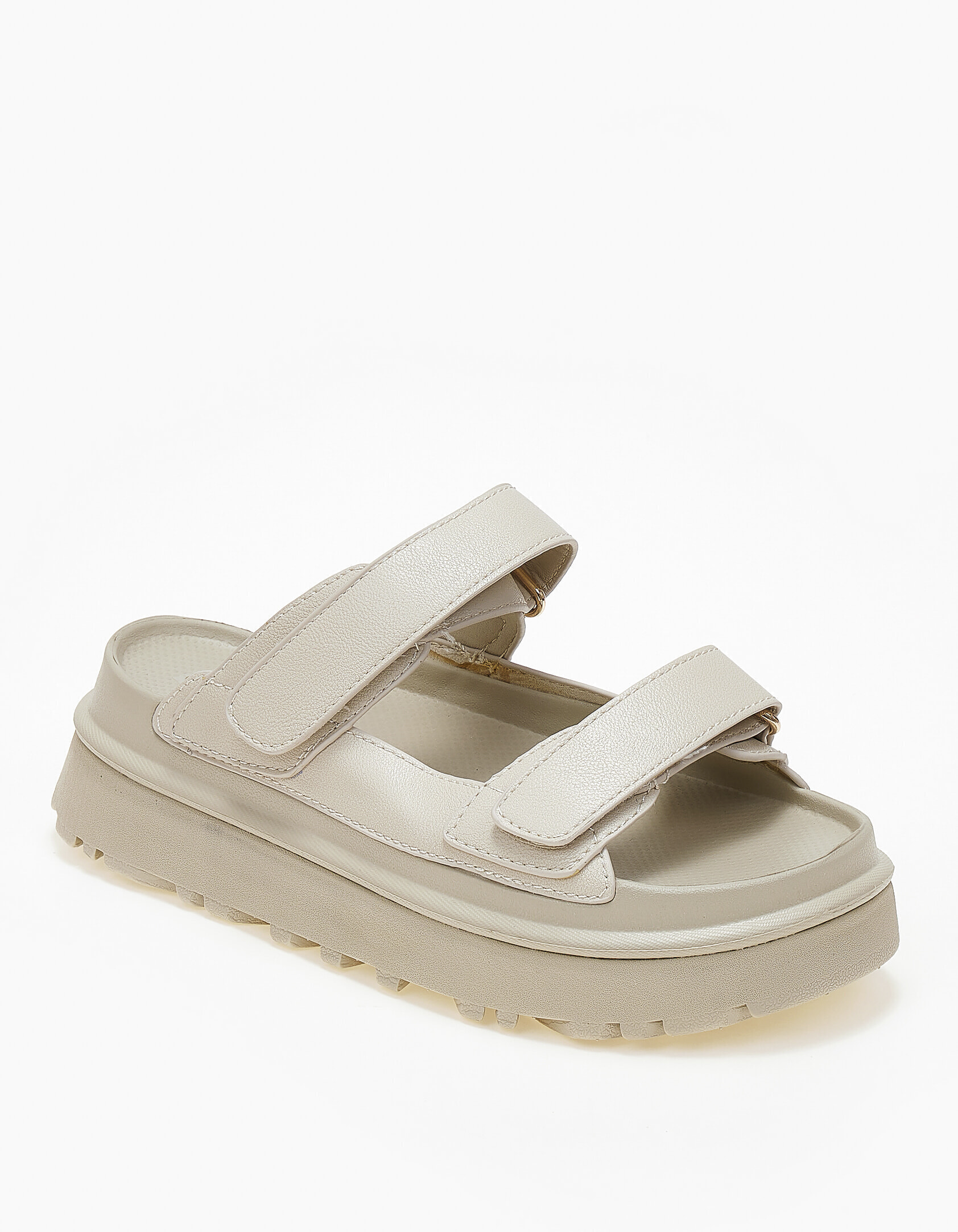 Σανδάλια flatform με λουράκια scratch - Μπεζ