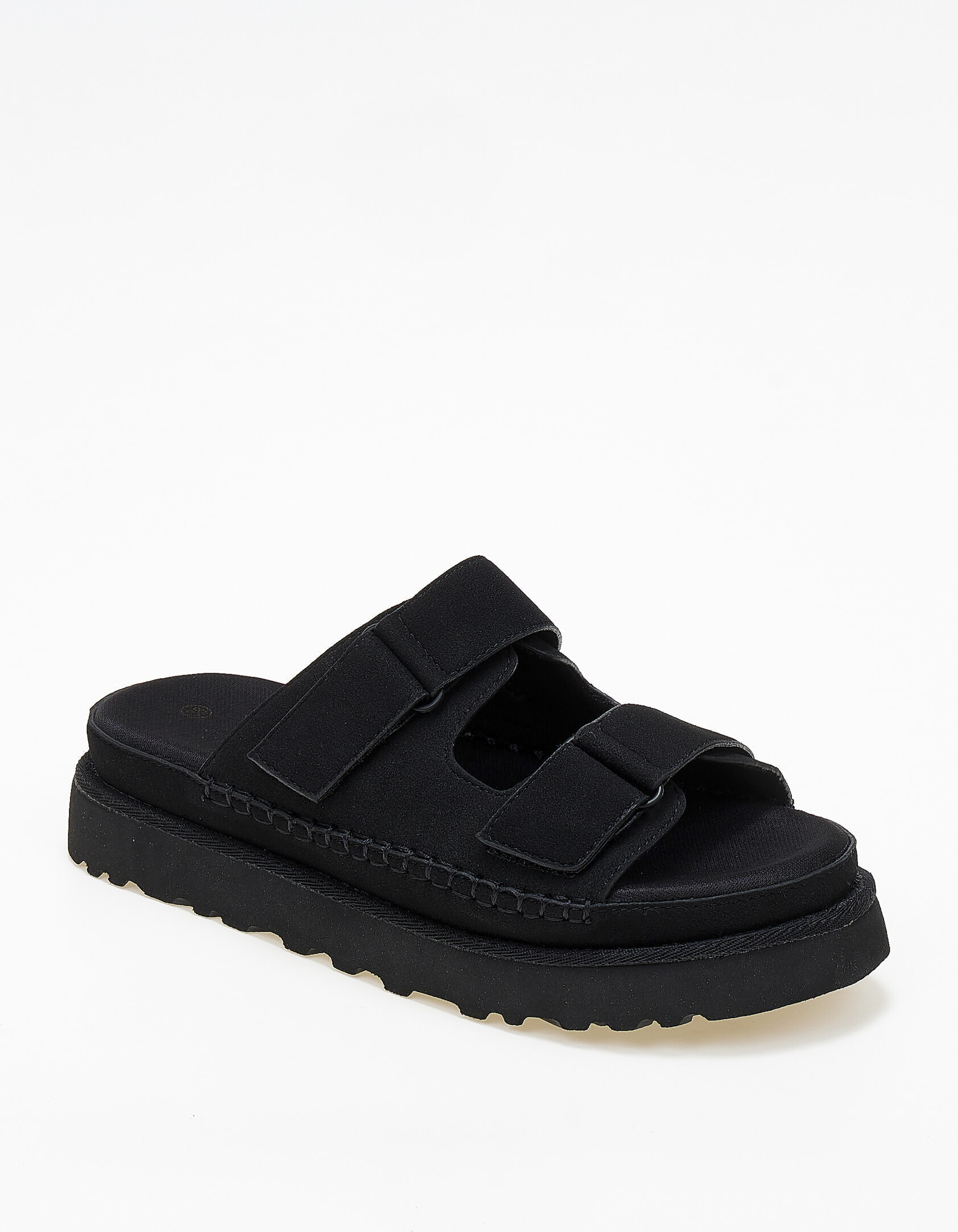 Suede σανδάλια με λουράκια scratch - Μαύρο