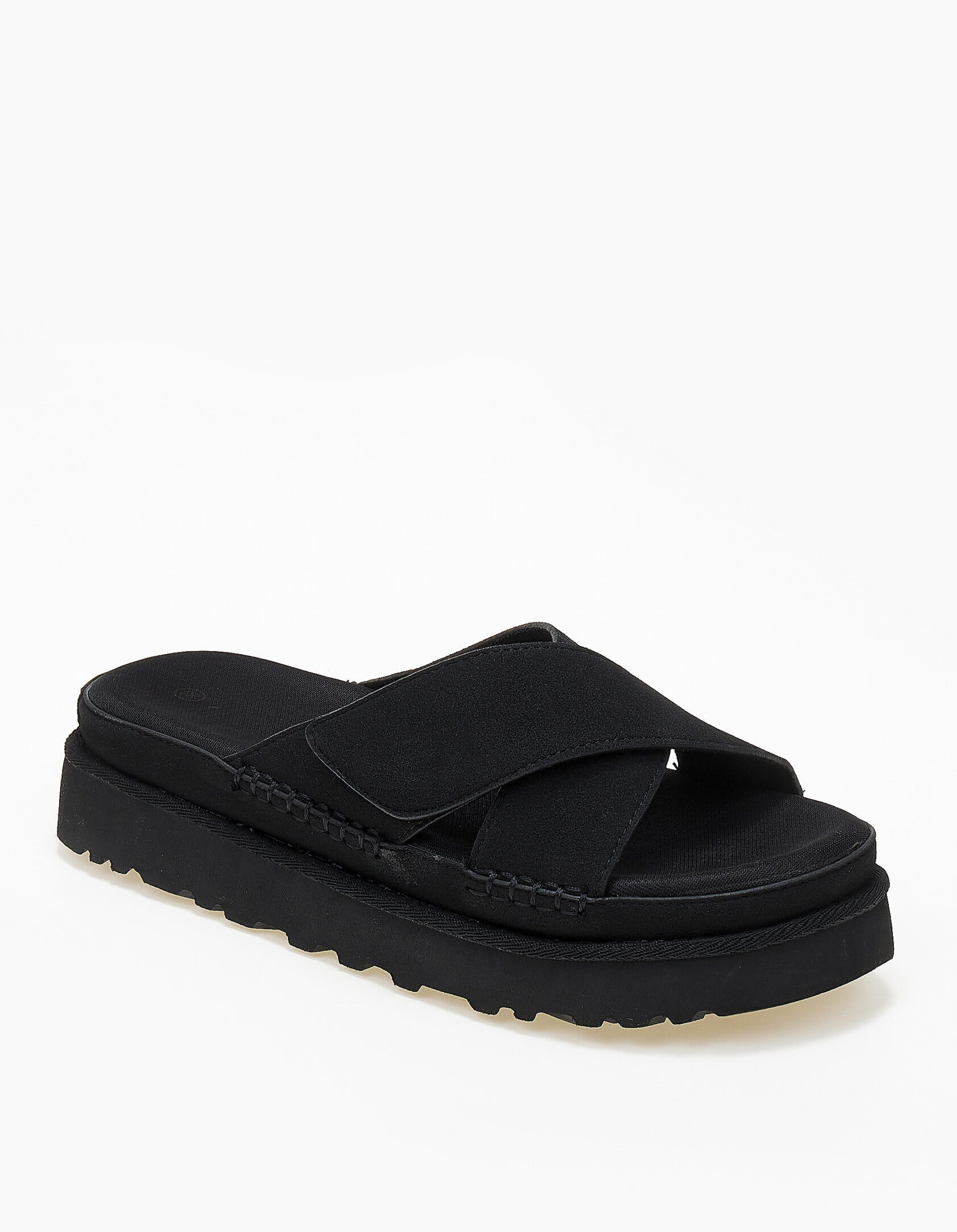 Suede σανδάλια χιαστί με λουράκια scratch - Μαύρο