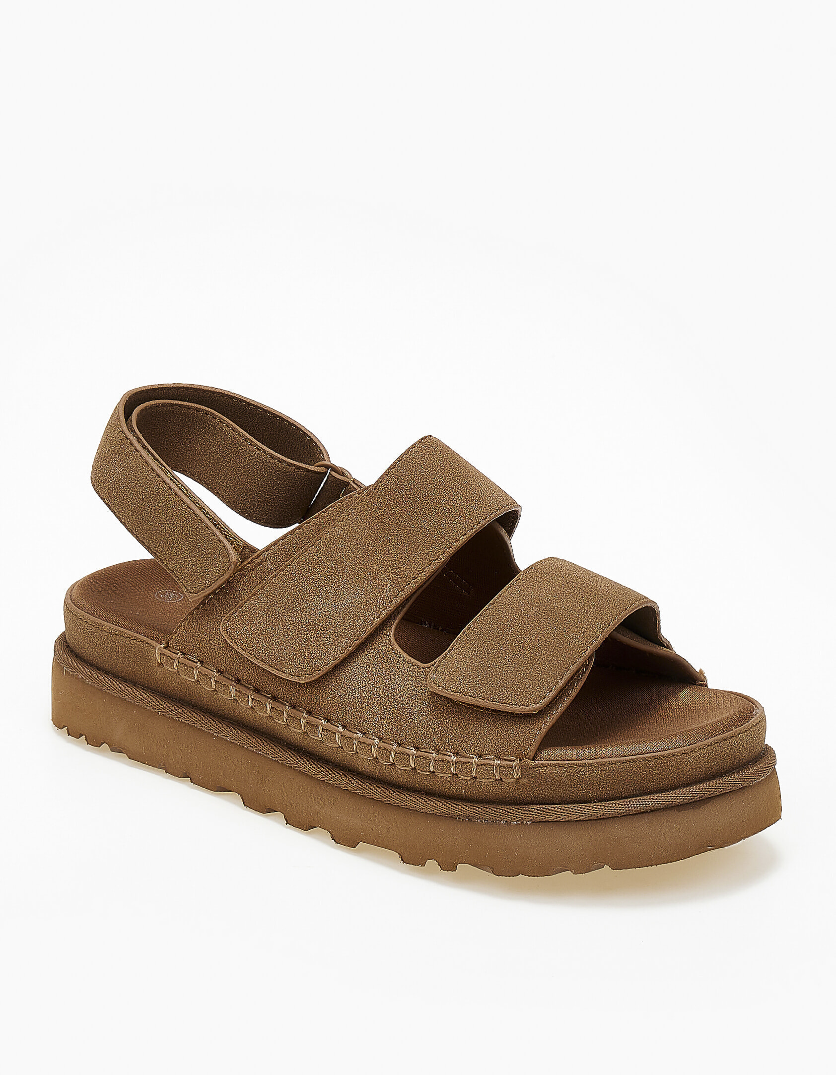 Suede σανδάλια flatform με λουράκια scratch - Κάμελ