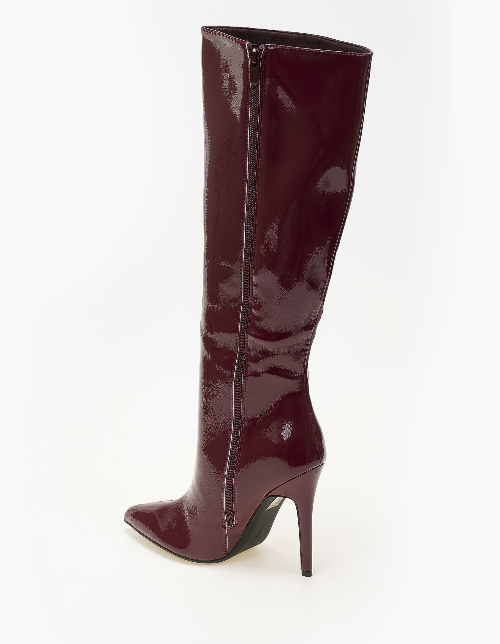 Μπότες λουστρίνι με λεπτό τακούνι - Μπορντώ φωτογραφία