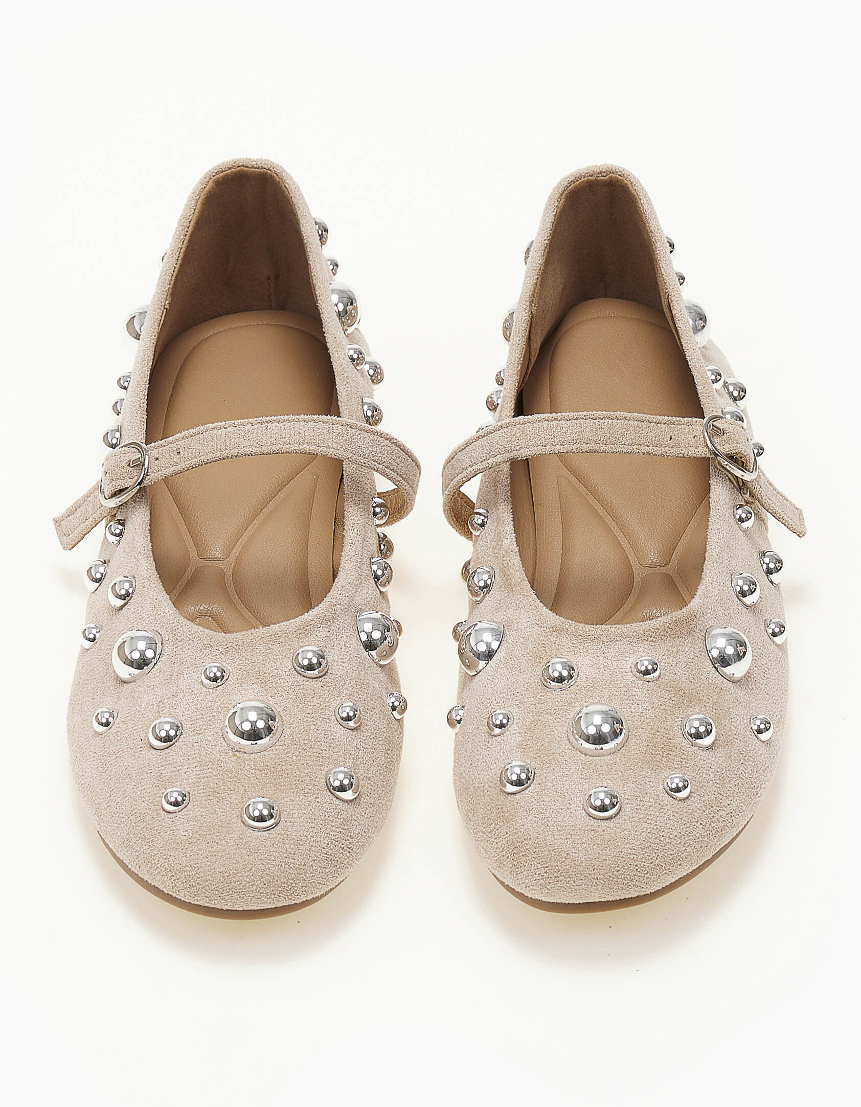Μπαλαρίνες με διακοσμητικά τρουκς suede - Πούρο