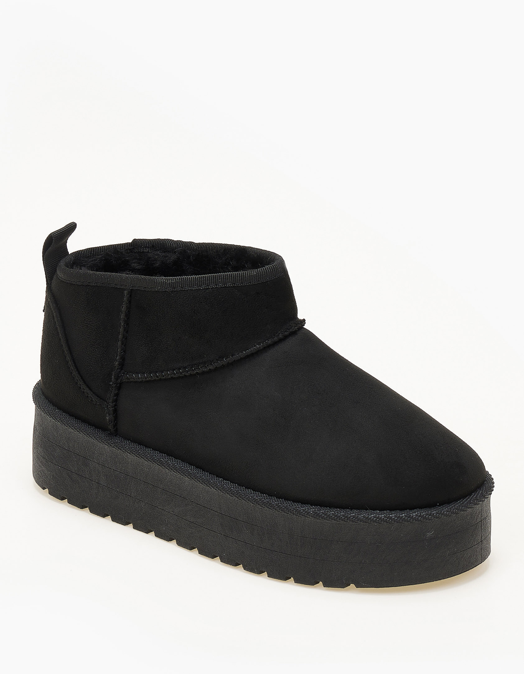 Χαμηλά μποτάκια δίσολα με γούνα - Μαύρο φωτογραφία