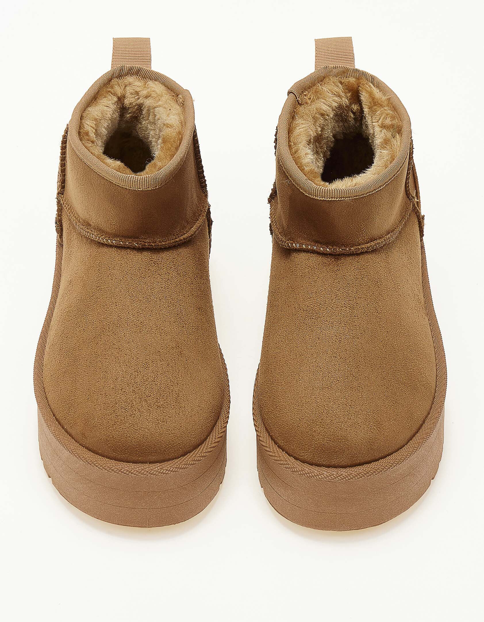 Χαμηλά μποτάκια δίσολα με γούνα - Κάμελ φωτογραφία