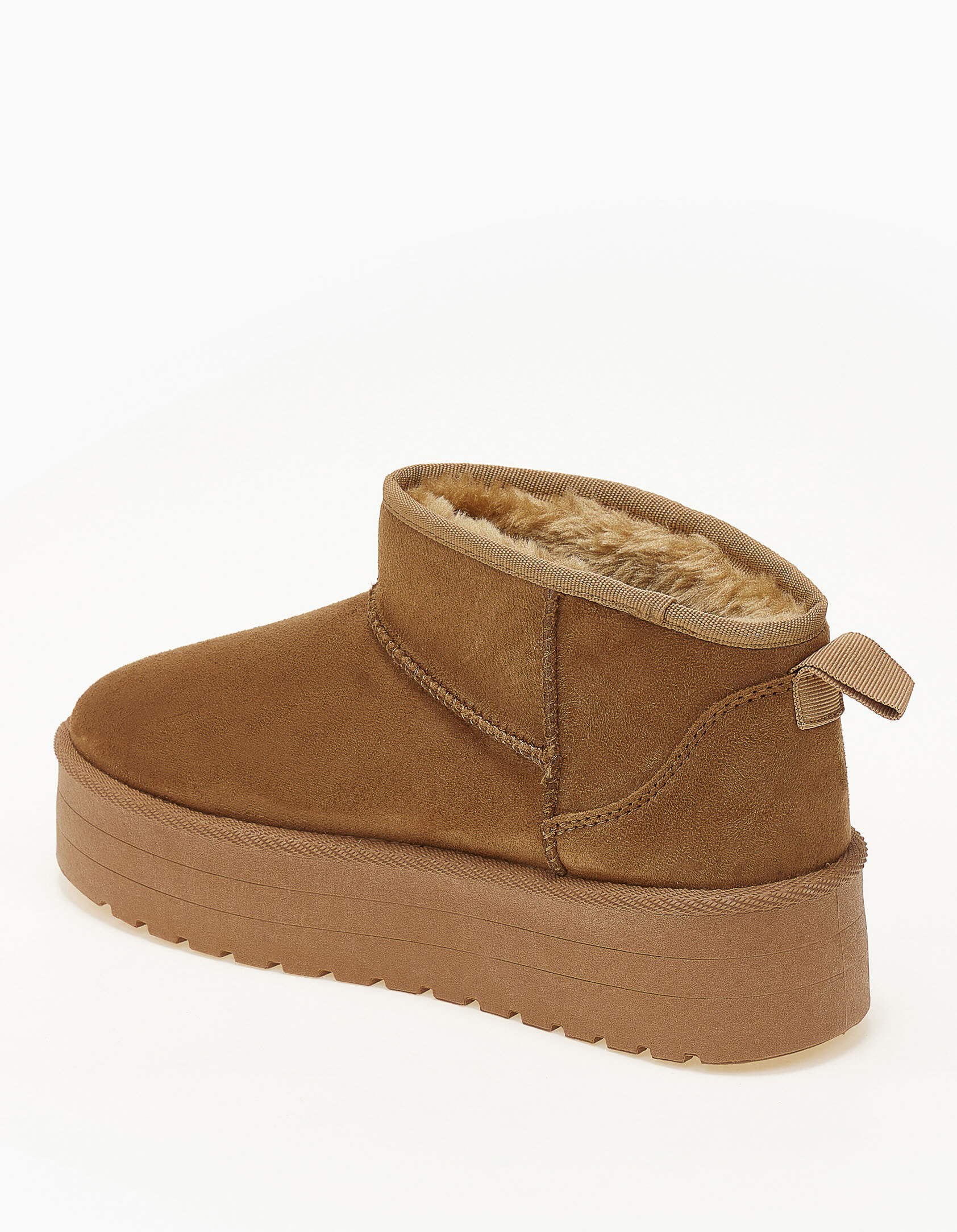 Χαμηλά μποτάκια δίσολα με γούνα - Κάμελ φωτογραφία
