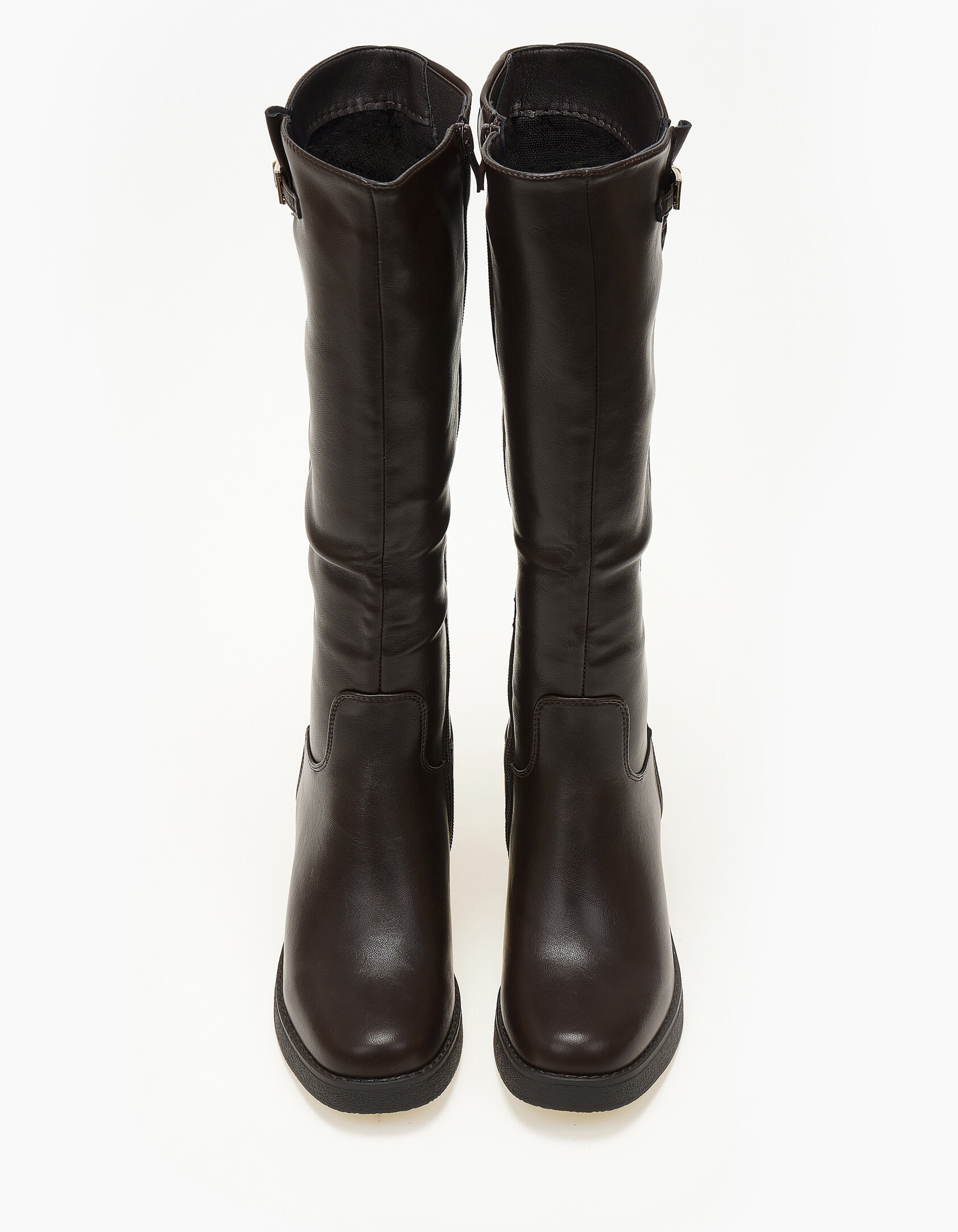 Μπότες με διακοσμητική αγκράφα - Καφέ φωτογραφία