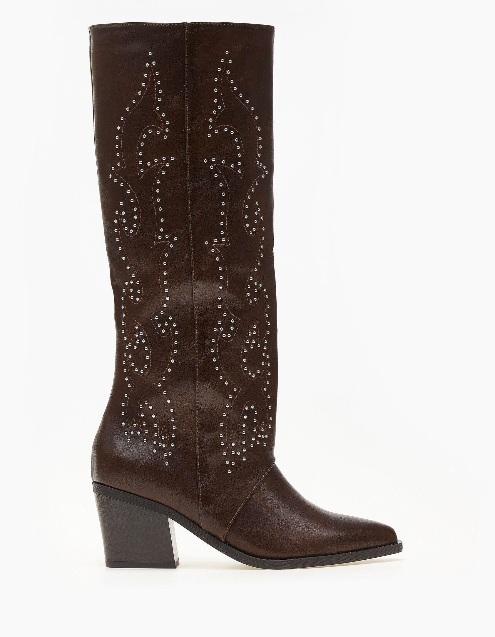 Μπότες cowboy με διακτριτικά τρουκς και εφέ γκέτας - Καφέ