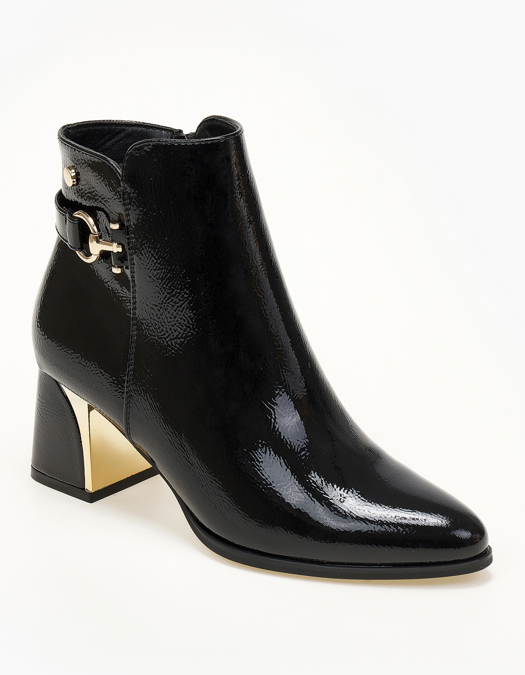 Λουστρίνι ankle boots με χρυσές λεπτομέρεις - Μαύρο