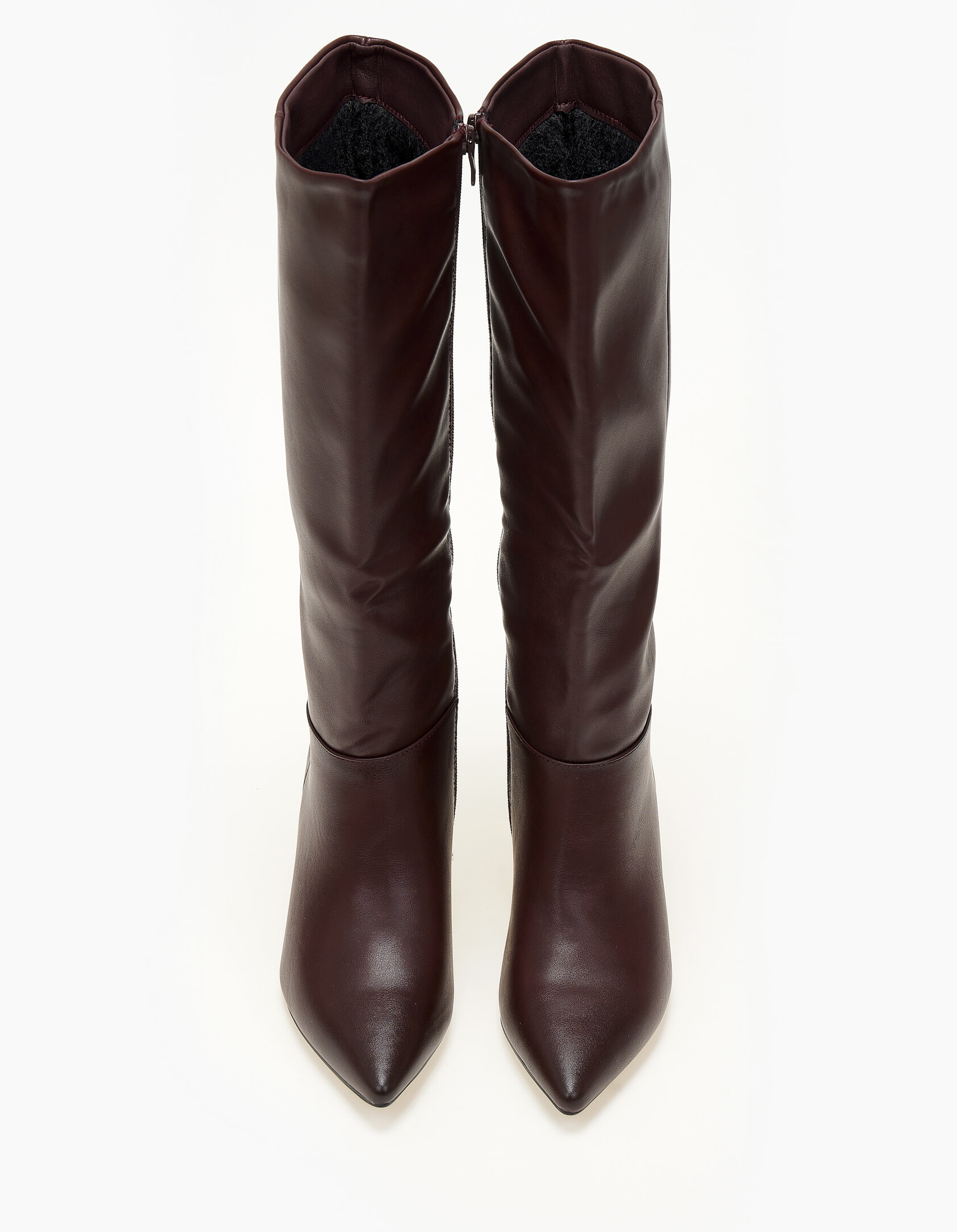 Μυτερές μπότες με χαμηλό τακούνι - Μπορντώ φωτογραφία