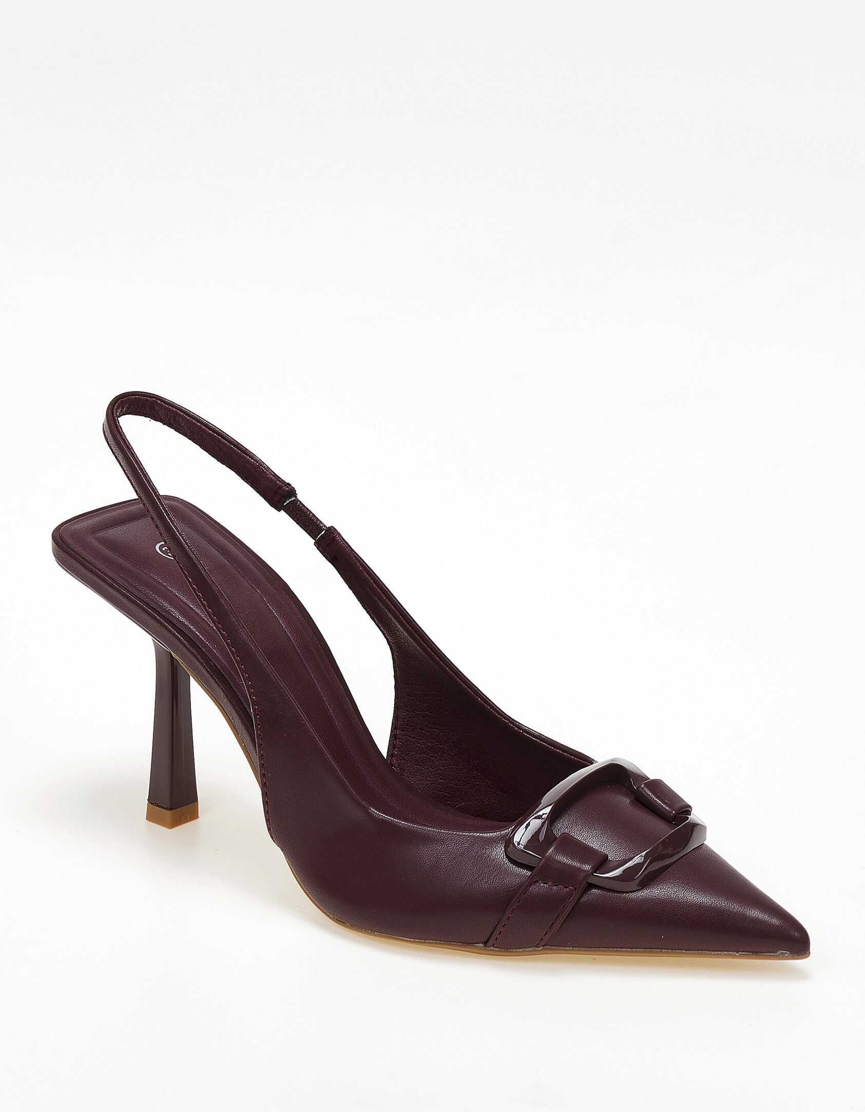 Slingback γόβες με διακοσμητική αγκράφα - Μπορντώ