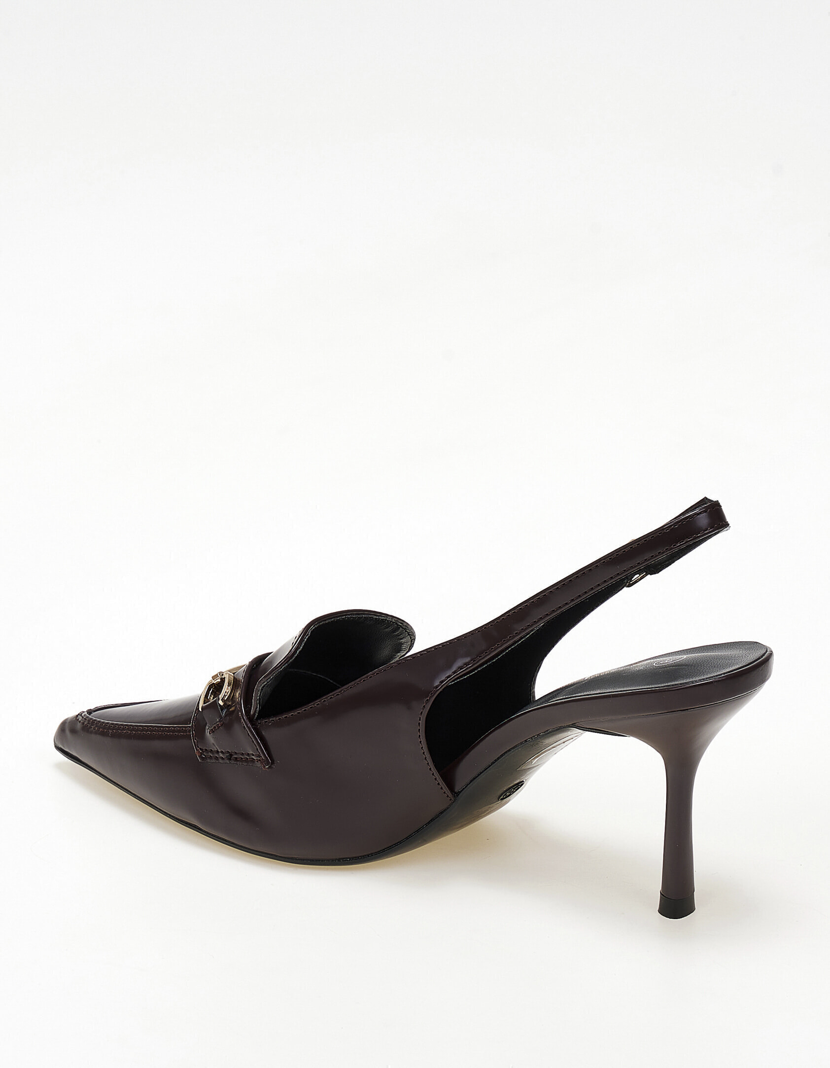 Slingback γόβες με χρυσή αγκράφα - Μπορντώ φωτογραφία