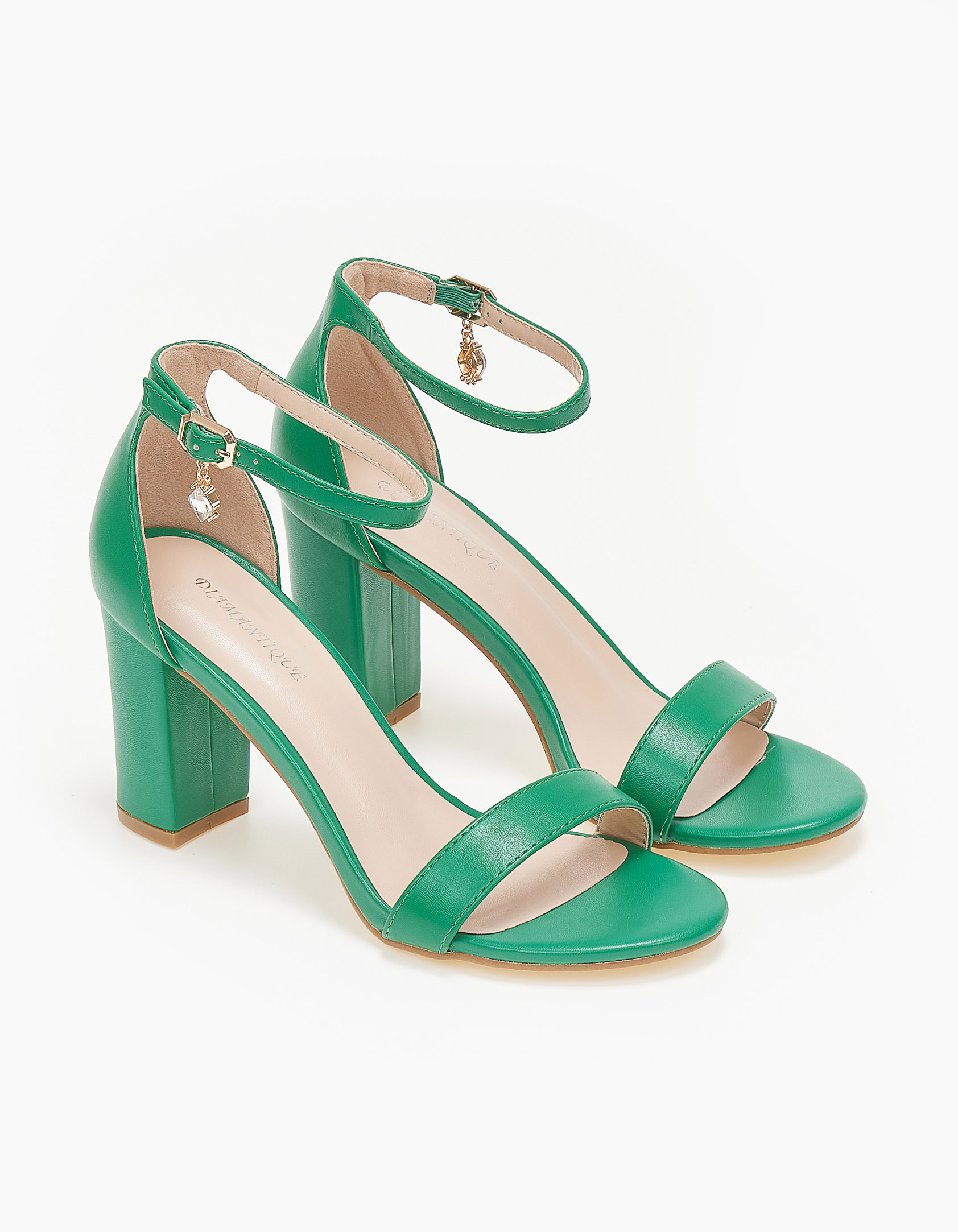 Πέδιλα με χοντρό τακούνι και κλειστή φτέρνα - Πράσινο