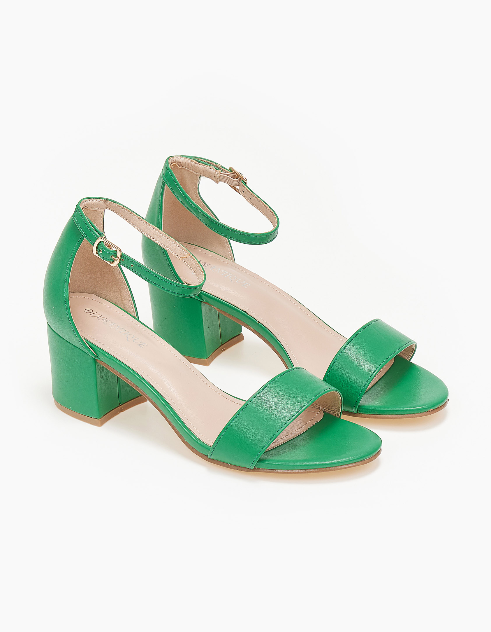 Χαμηλά πέδιλα με χοντρό τακούνι - Πράσινο