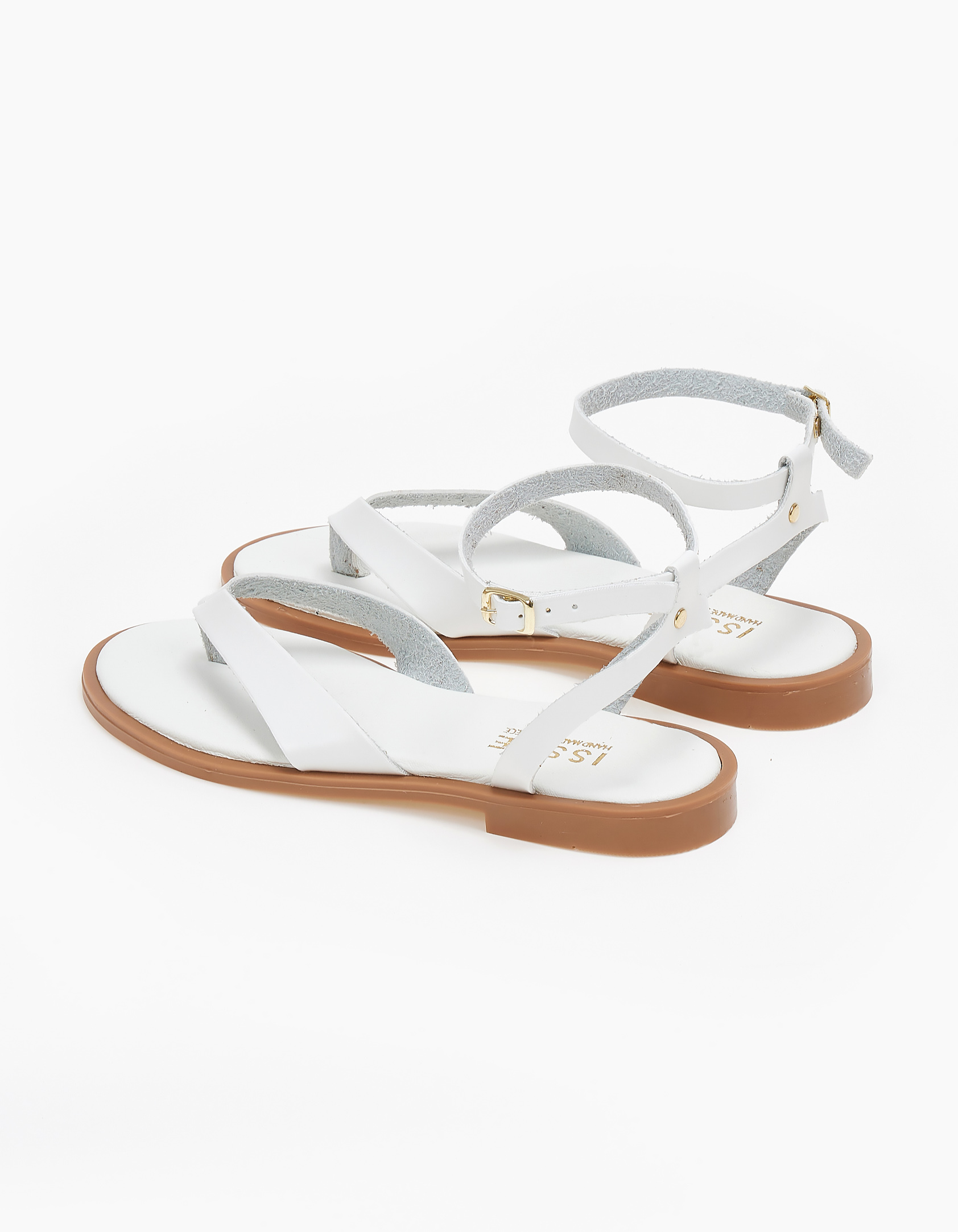 Σανδάλια ελληνικής κατασκευής με δίχαλο και μπαρέτα - Λευκό φωτογραφία