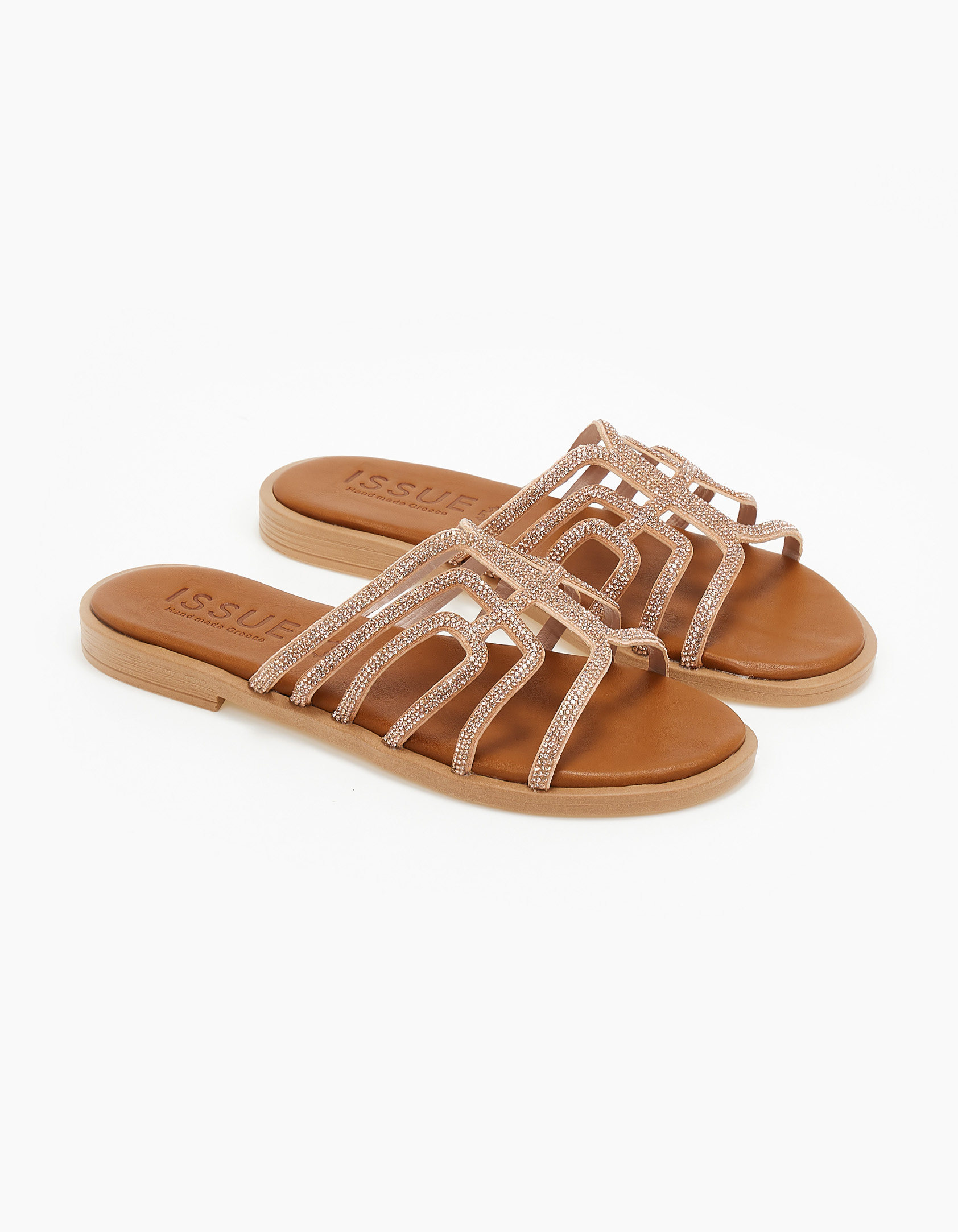 Δερμάτινα σανδάλια με ιδιαίτερο σχέδιο - Χαλκός