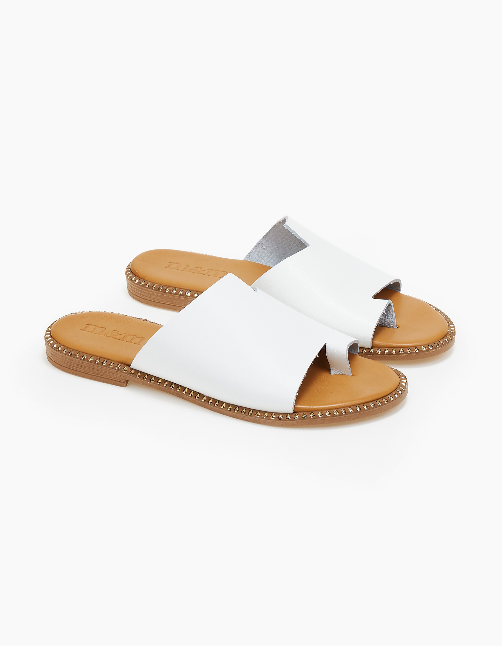 Δερμάτινα σανδάλια με toe ring - Λευκό