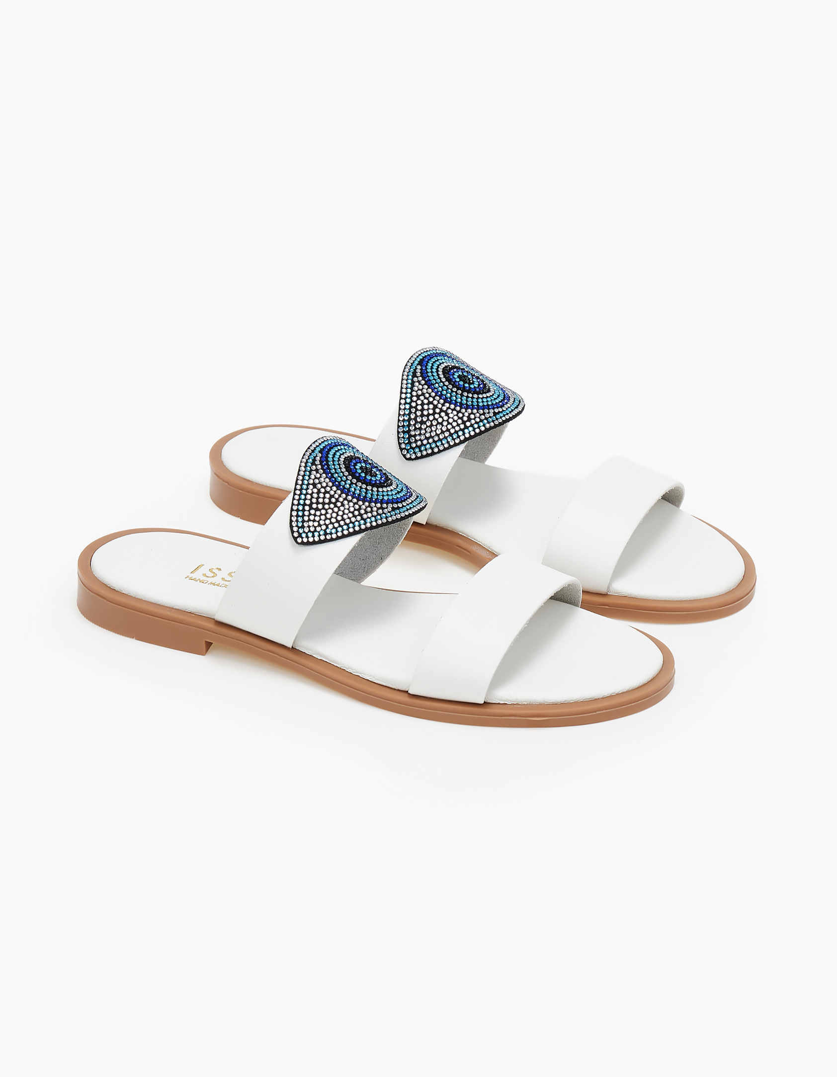 Σανδάλια με διακοσμητικό σχέδιο strass - Λευκό