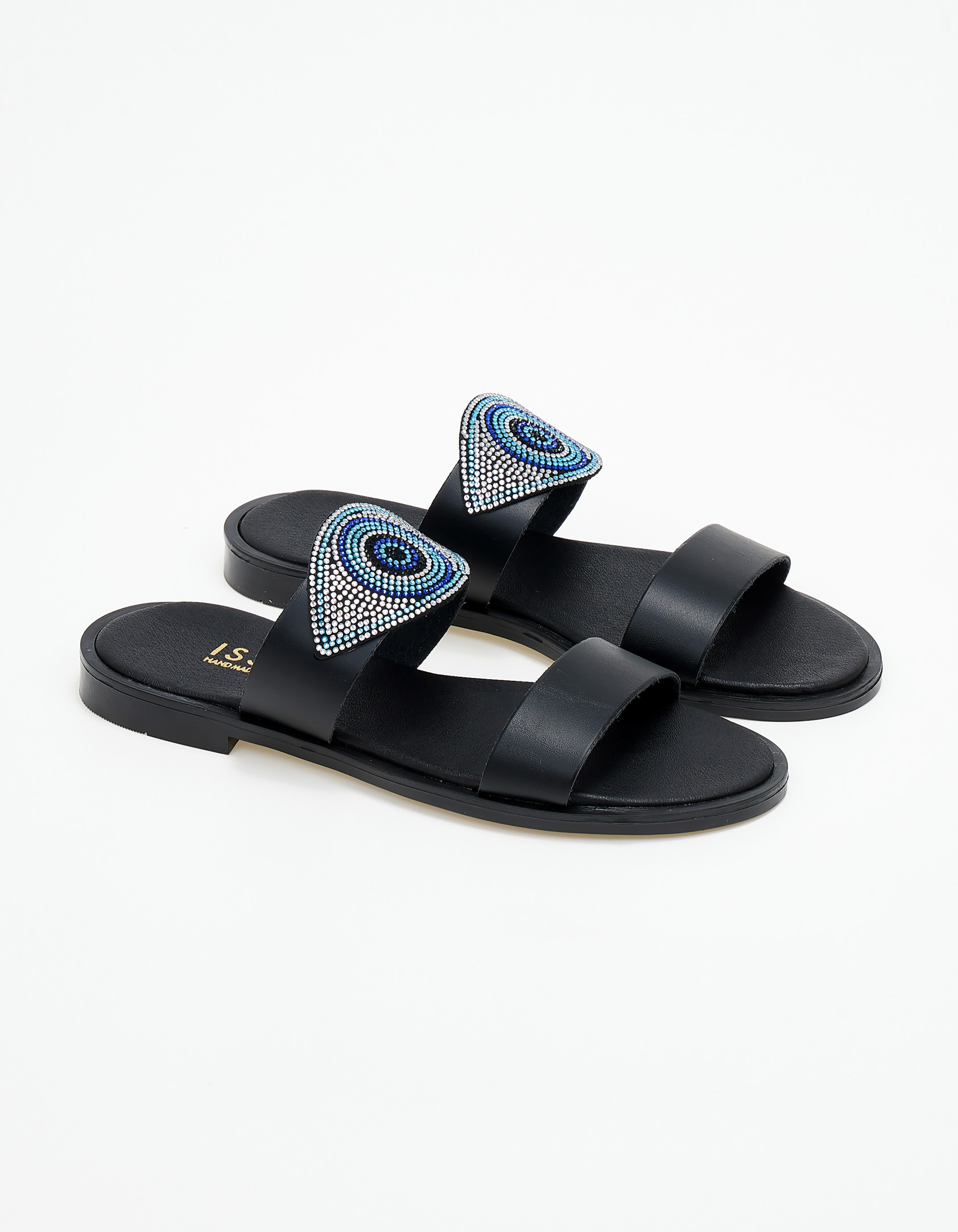 Σανδάλια με διακοσμητικό σχέδιο strass - Μαύρο