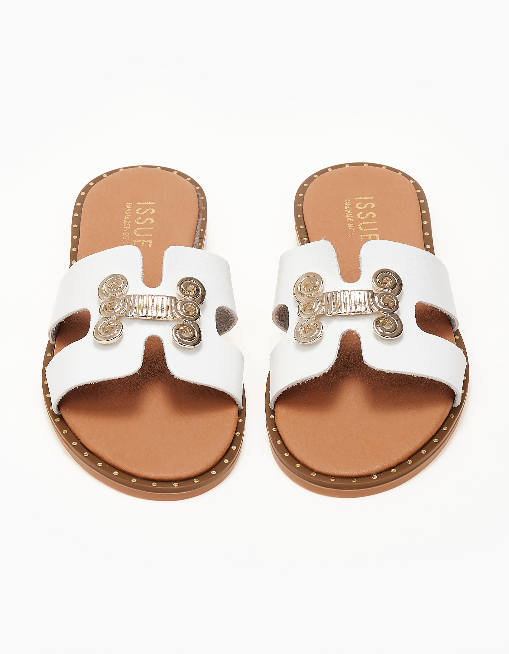 Φλατ σανδάλια handmade in Greece - Λευκό