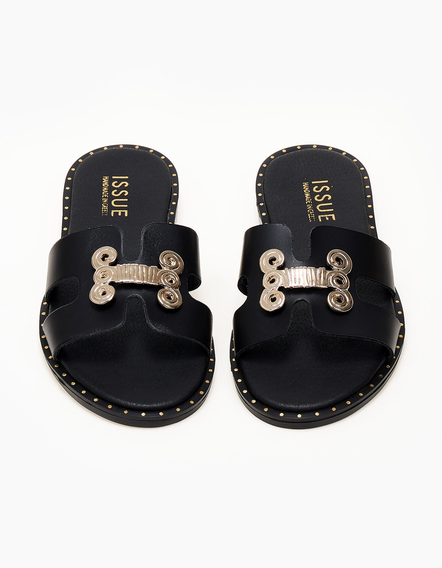 Issue Φλατ σανδάλια handmade in Greece - Μαύρο