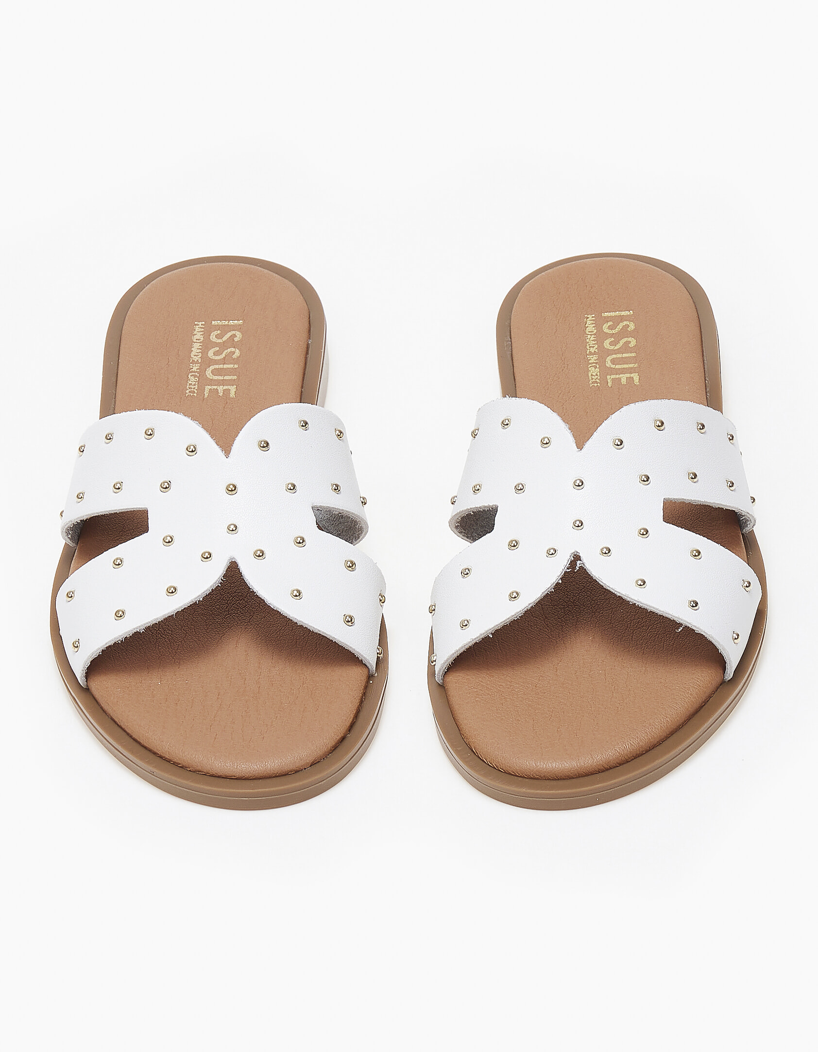 Γυναικεία σανδάλια ελληνικής κατασκευής με τρουκς - Λευκό