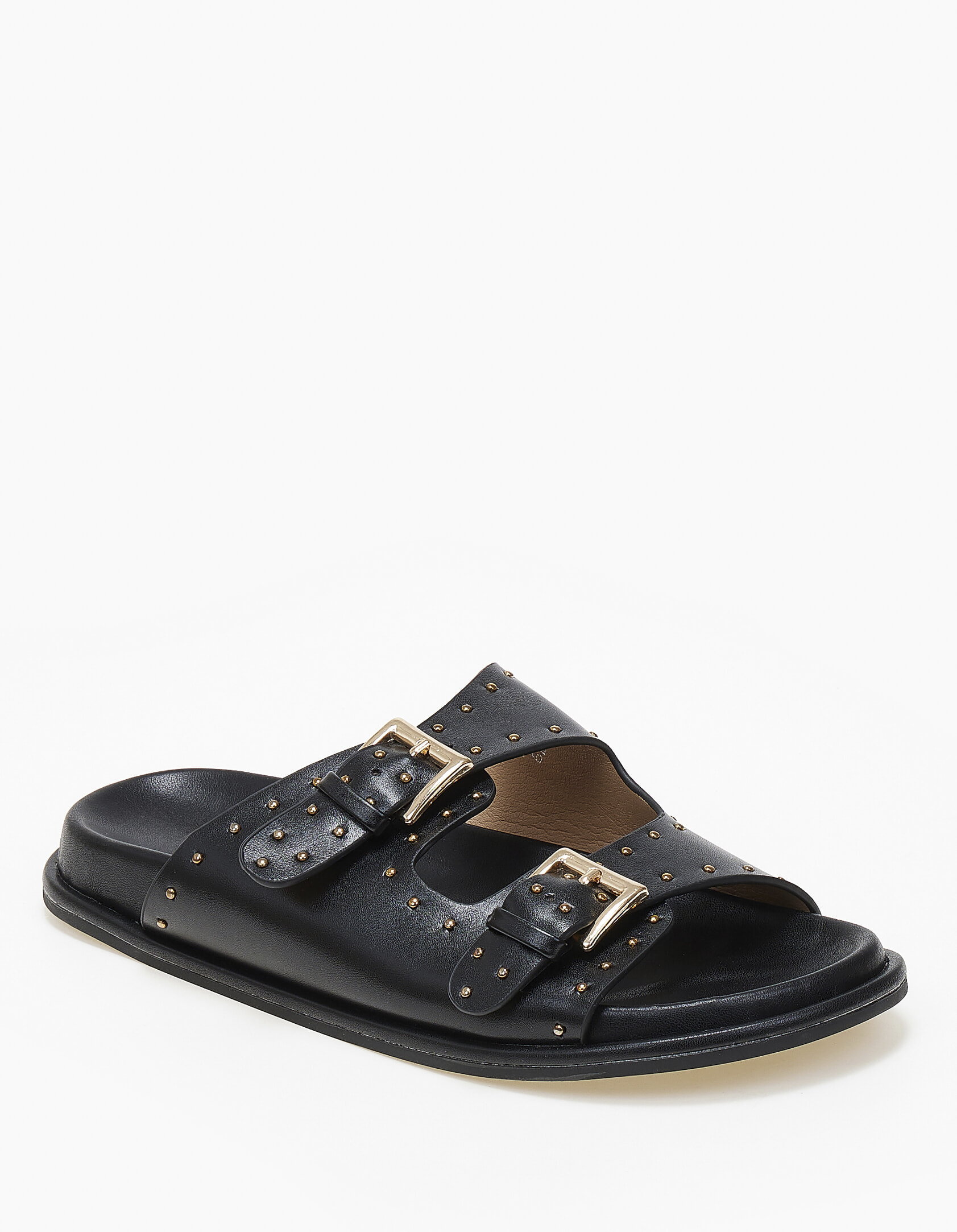 Γυναικεία σανδάλια flatform με αγκράφα και τρουκς - Μαύρο