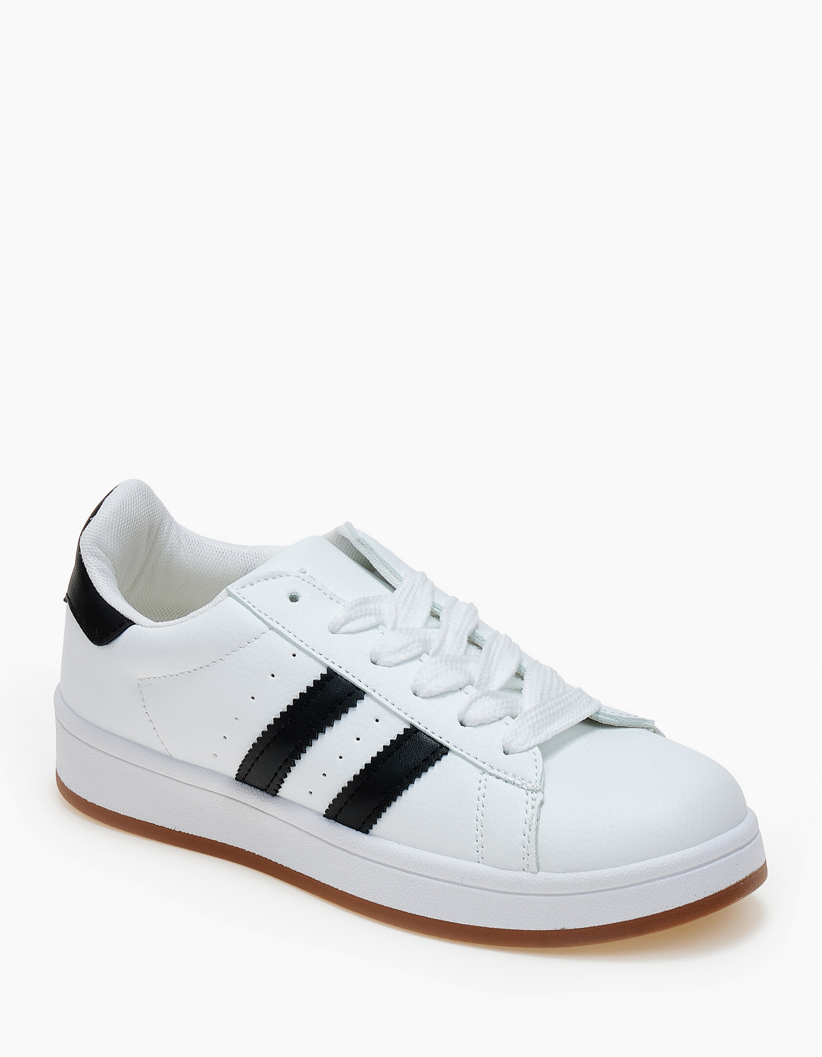 Sneakers χαμηλά με ρίγες στο πλάι - Λευκό φωτογραφία