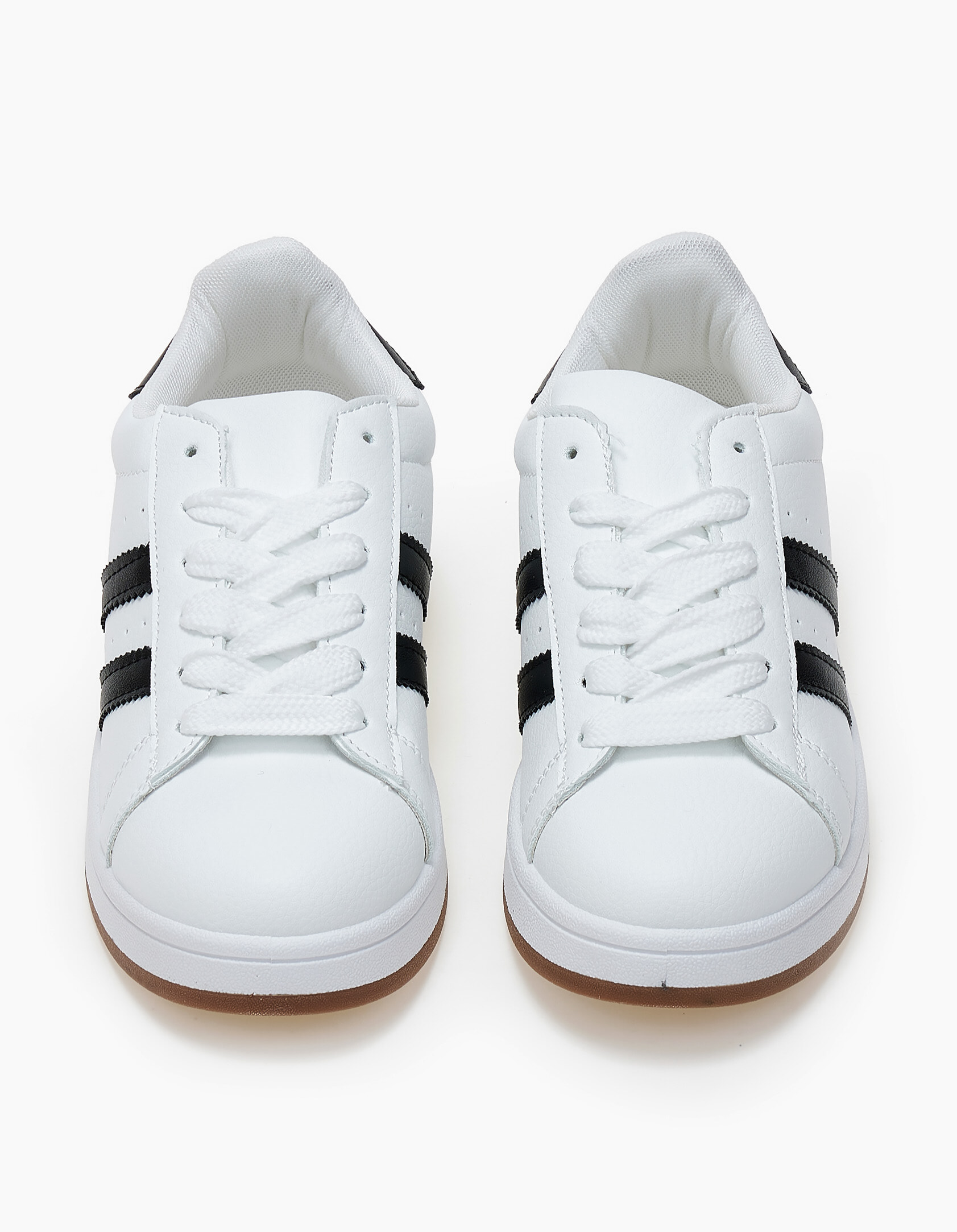 Sneakers χαμηλά με ρίγες στο πλάι - Λευκό φωτογραφία