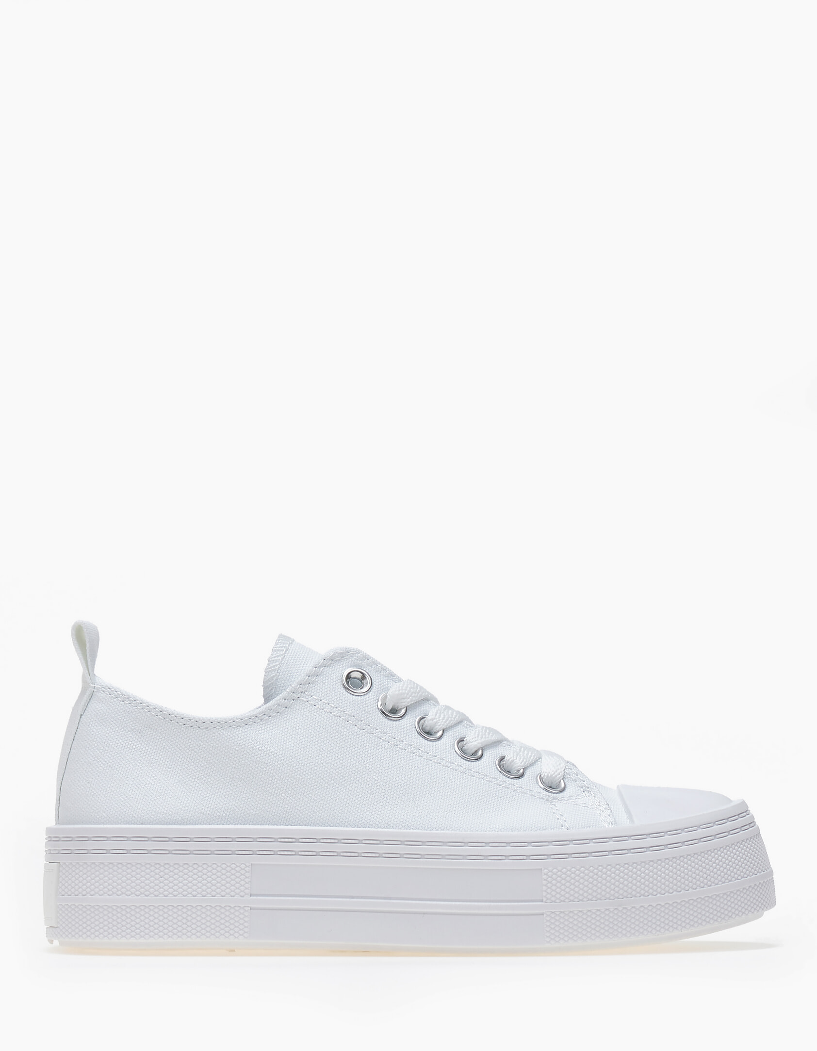 Γυναικεία υφασμάτινα sneakers με ψηλή σόλα - Λευκό