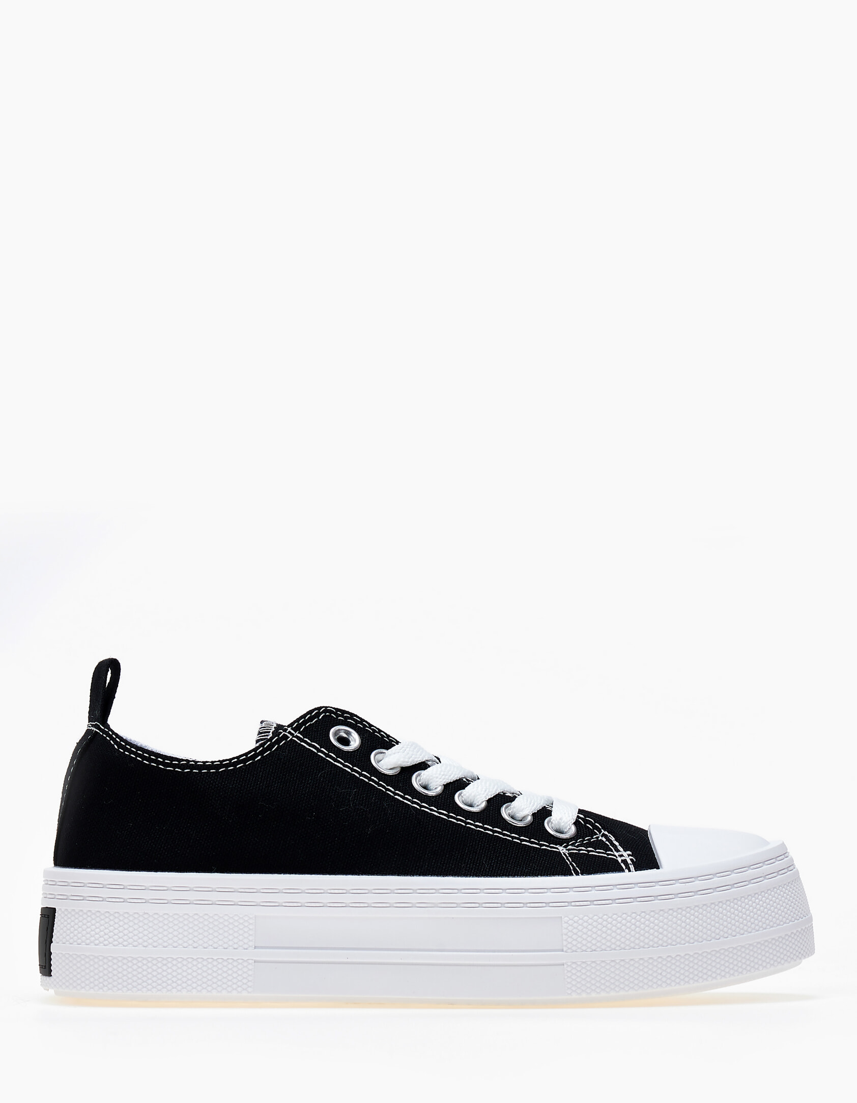 Γυναικεία υφασμάτινα sneakers με ψηλή σόλα - Μαύρο