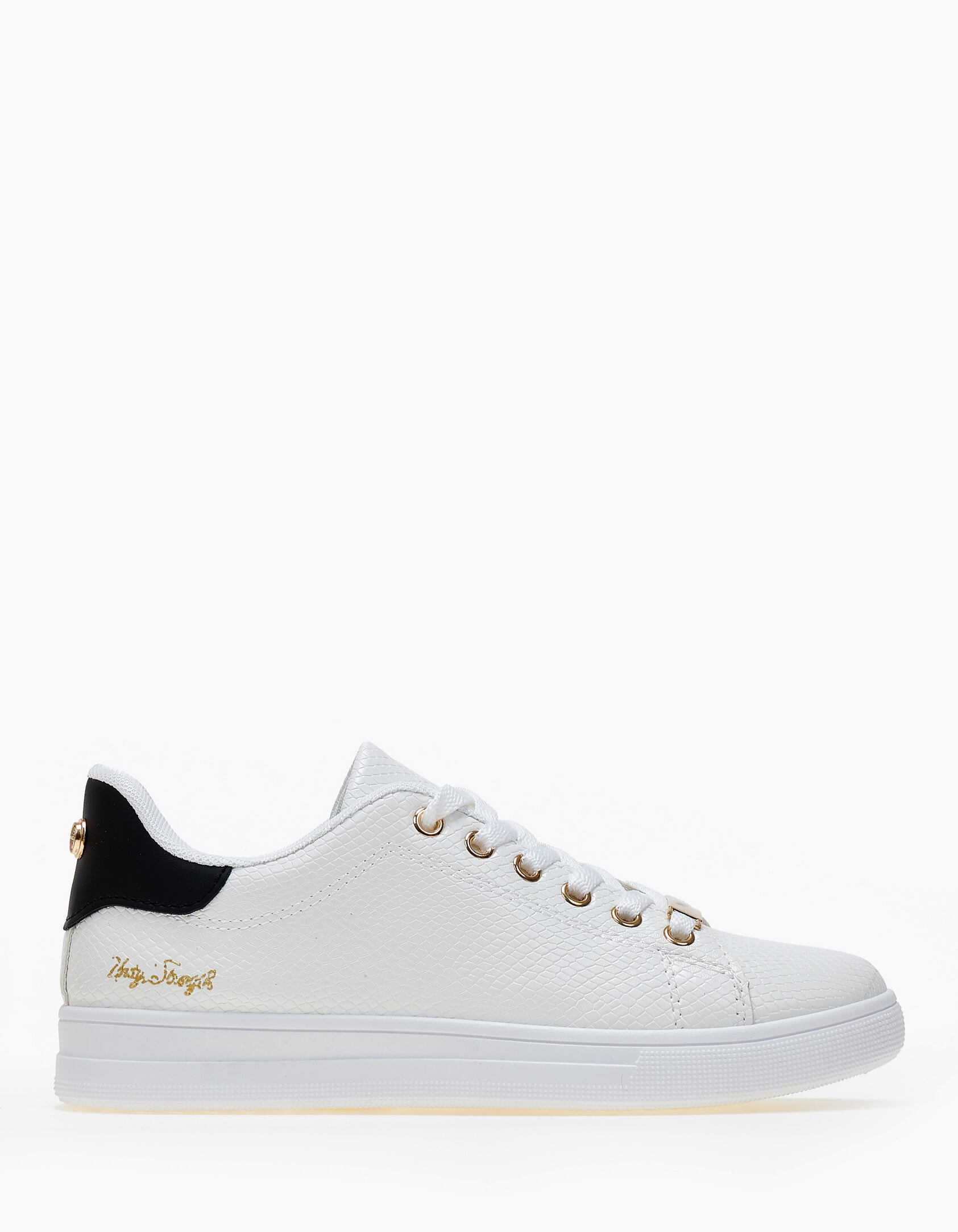 Issue Γυναικεία sneakers με χαμηλή σόλα - Λευκό-Μαύρο